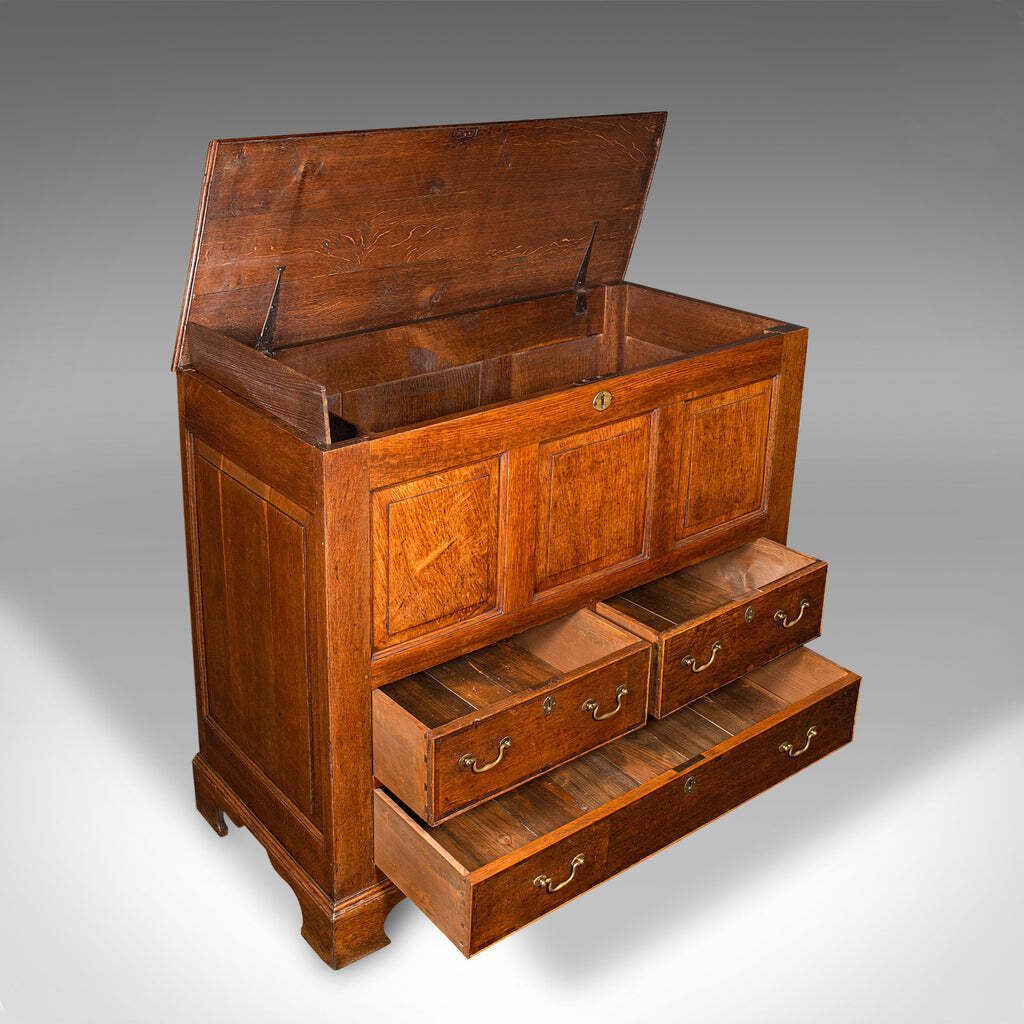 Large Antique Mule Chest, Georgian, Oak, Coffer Over Three Drawers, Circa 1780 photo furniture