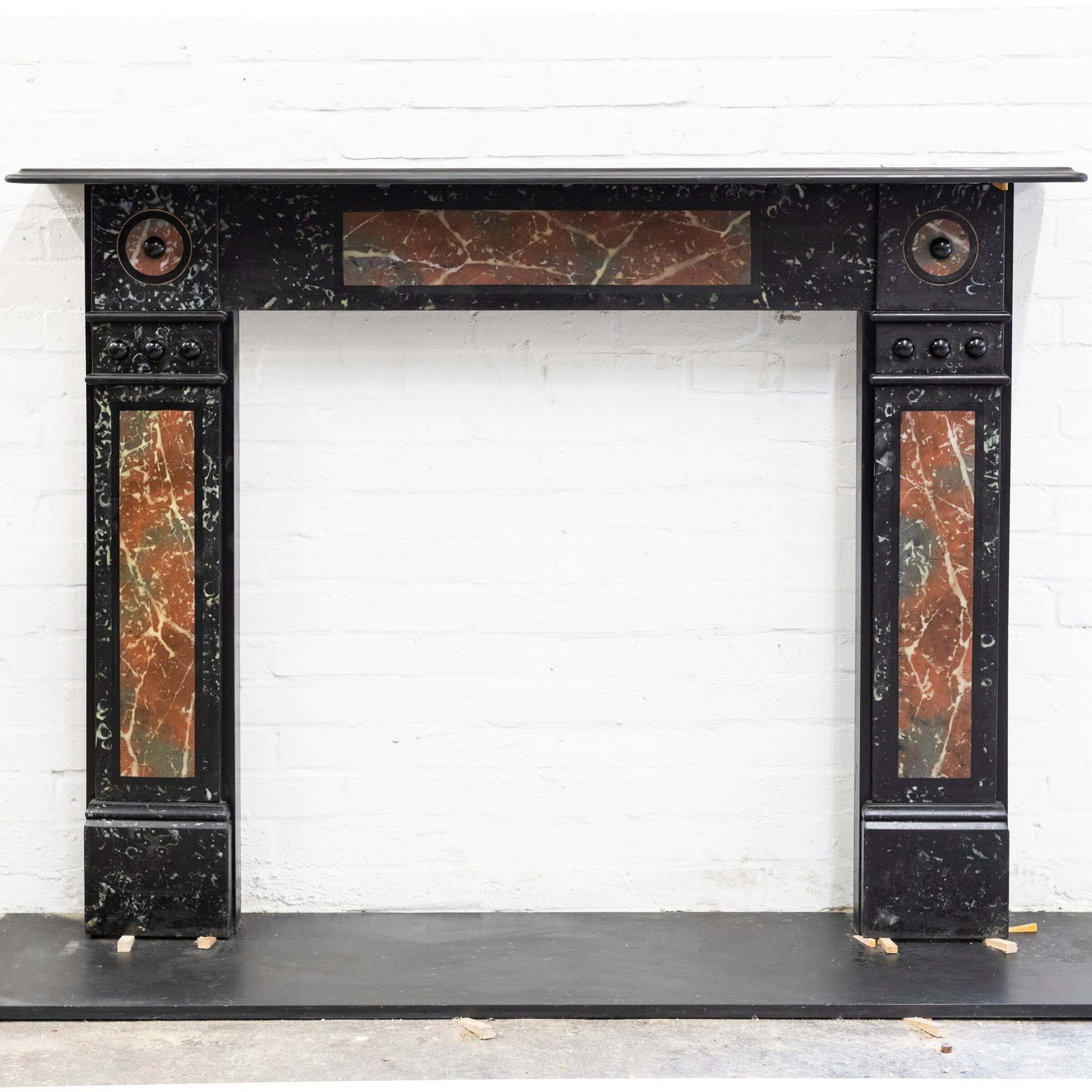 Home Fixtures Antique Victorian "Marbelised" Slate Fireplace Surround With Roundels photo