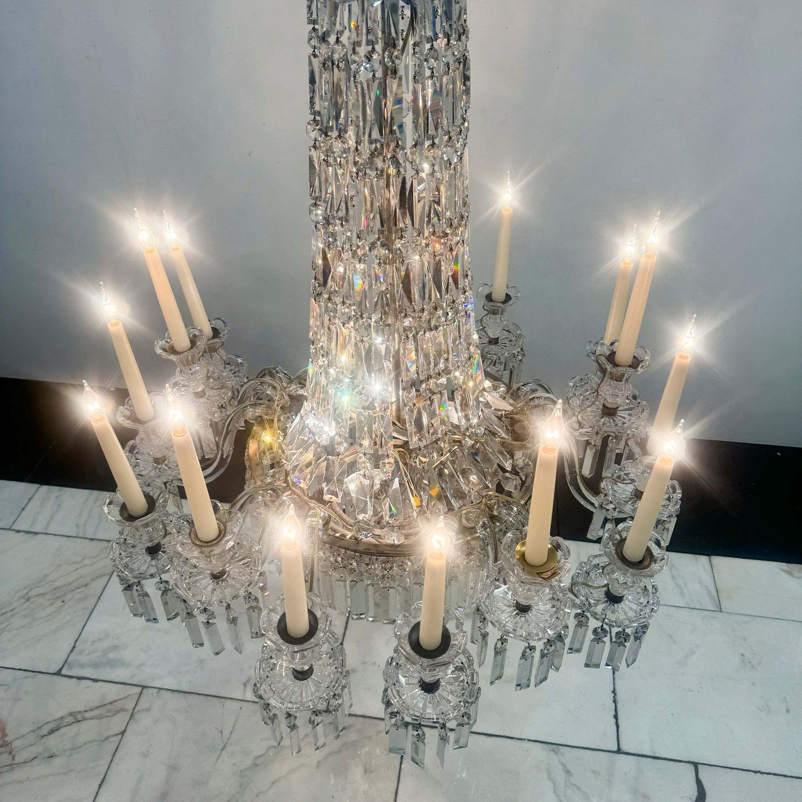 Mid 19th Century Antique Crystal Chandelier By F&C Osler Of Tent And Waterfall Design| 15 Arm photo buy