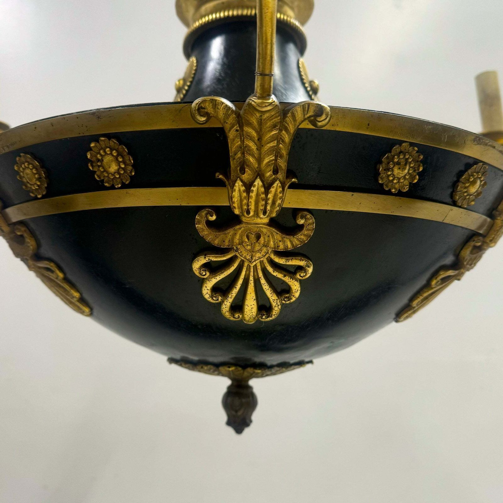 Antique French Empire Chandelier With Brass Accents | 6 Arms photo for sale
