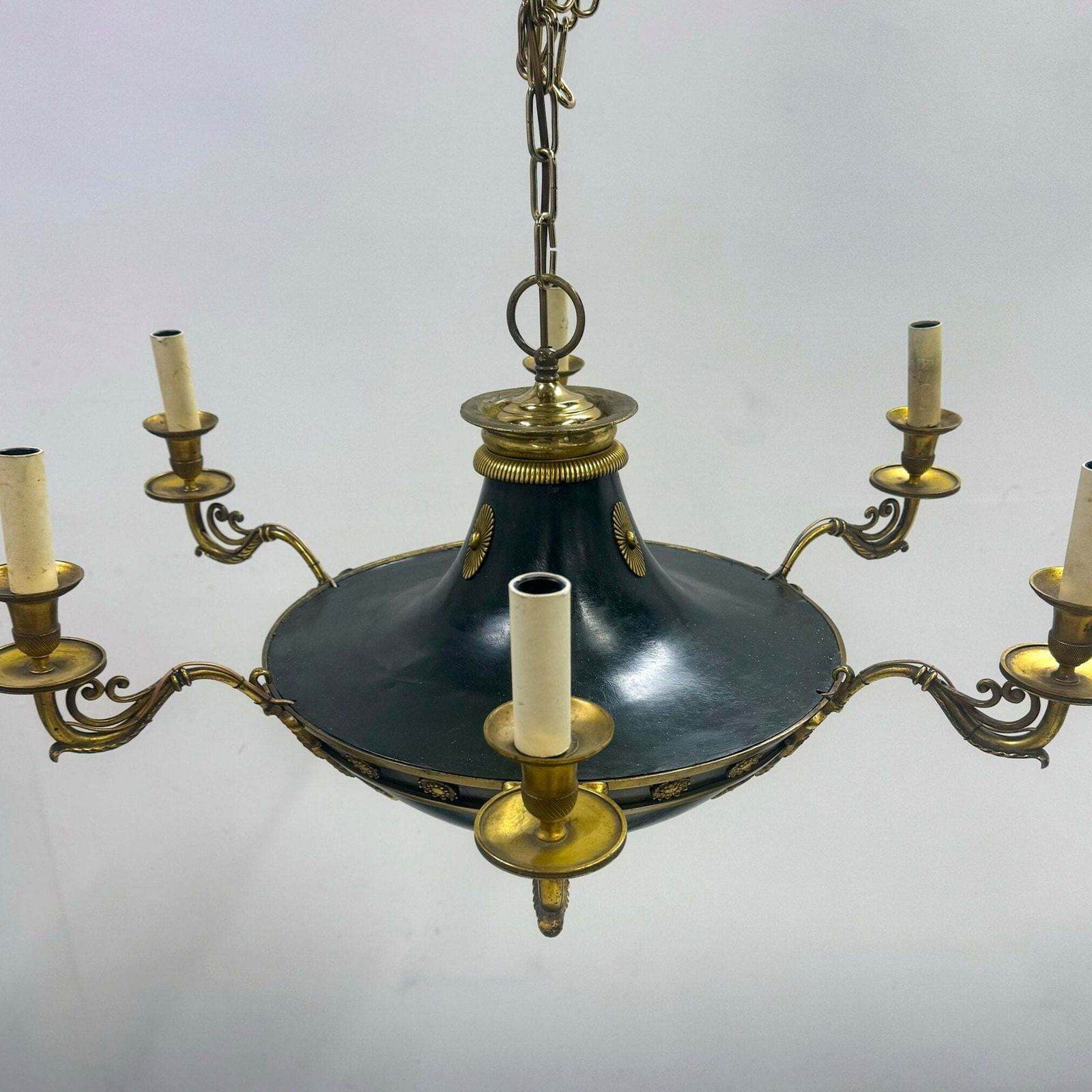 Antique French Empire Chandelier With Brass Accents | 6 Arms photo vintage