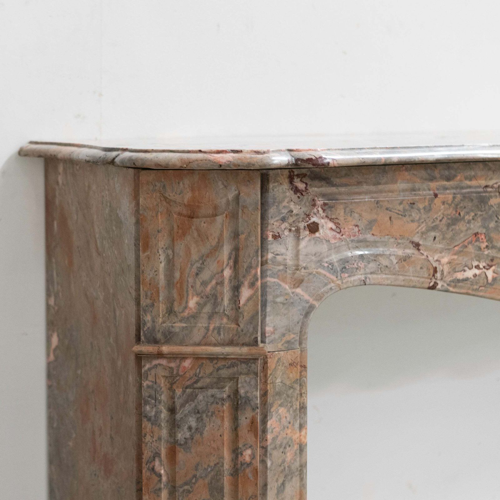 Antique French Style Louis Pompadour Breche Marble Fireplace photo furniture