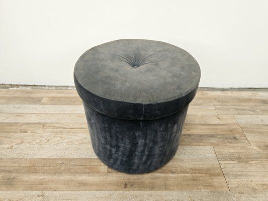 Mid Century Italian Round Velvet Stool, 1960s photo for sale