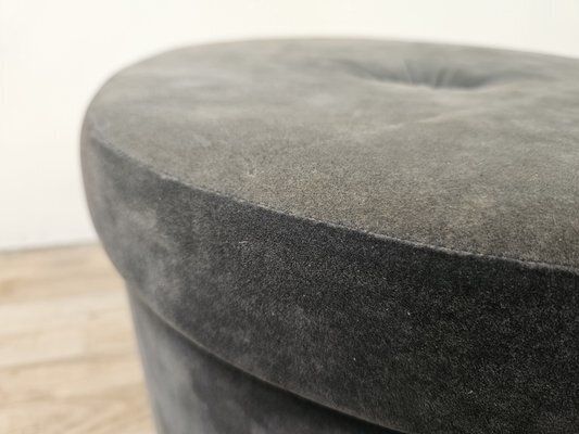 Mid Century Italian Round Velvet Stool, 1960s photo 382.0