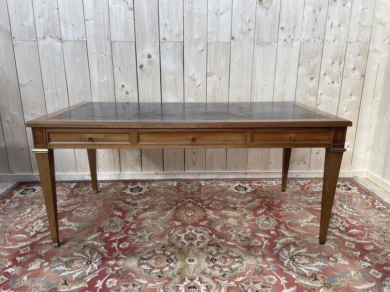 Bureau Plat De Style Louis XVI Cuir Noir photo Furniture