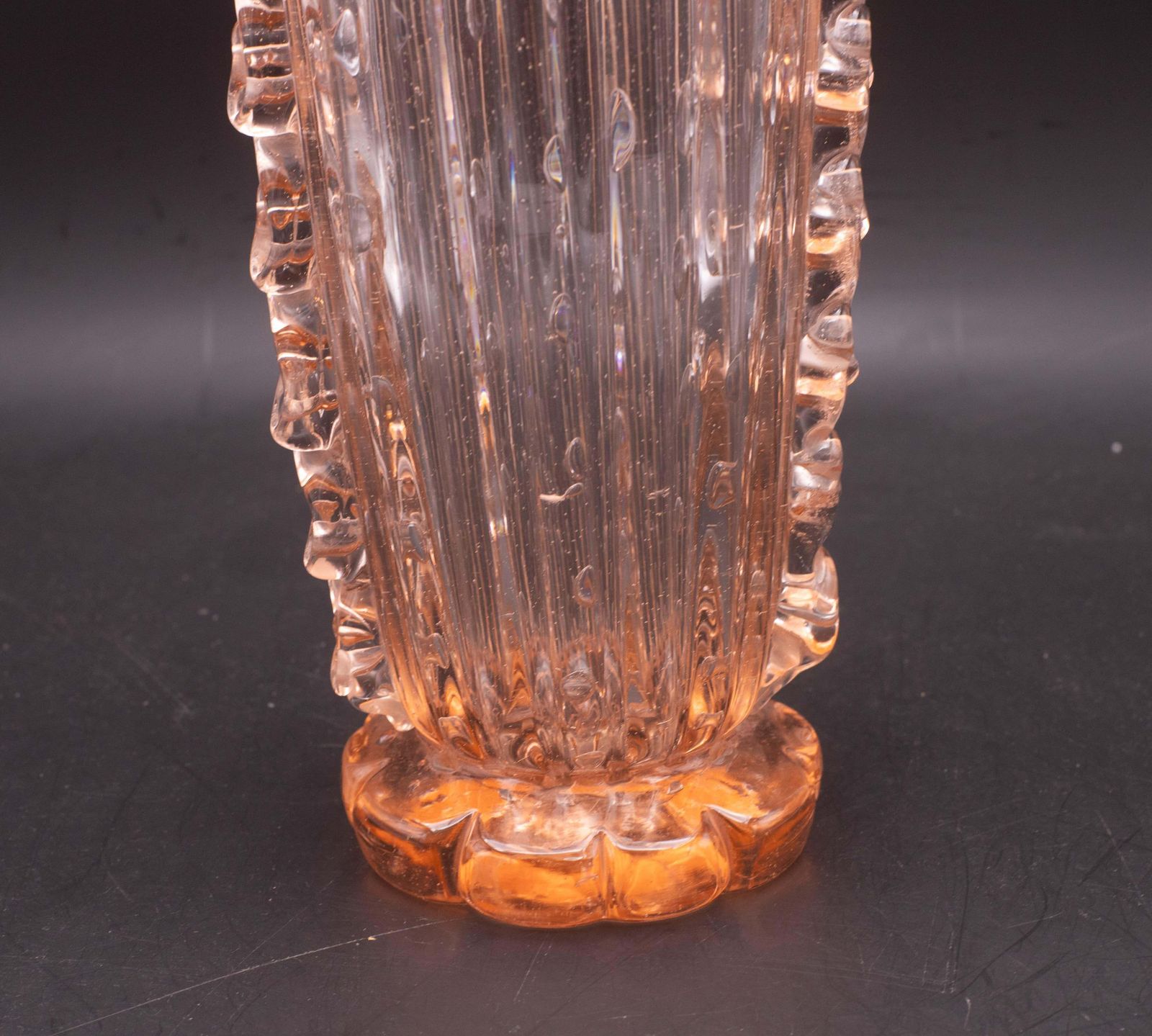 Art Decò Pink Large Size Murano Bullicante Vase By Barovier & Toso, 1950s photo Home Decor
