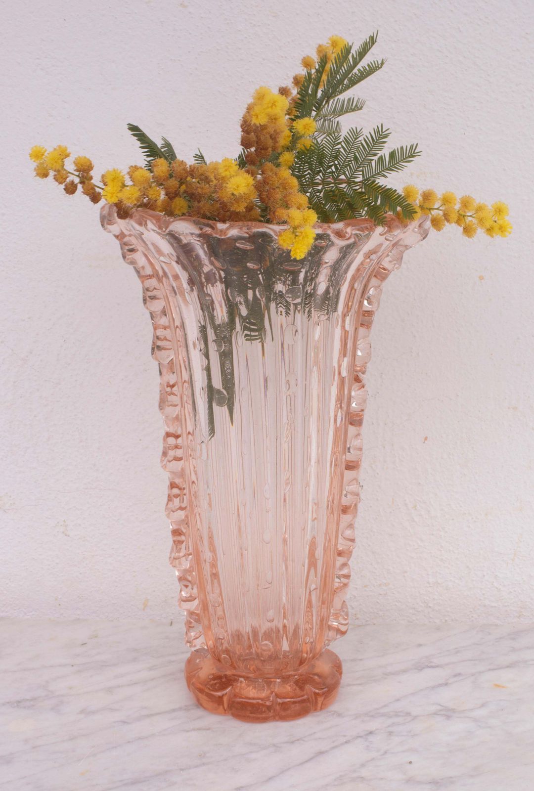 Home Decor Art Decò Pink Large Size Murano Bullicante Vase By Barovier & Toso, 1950s photo