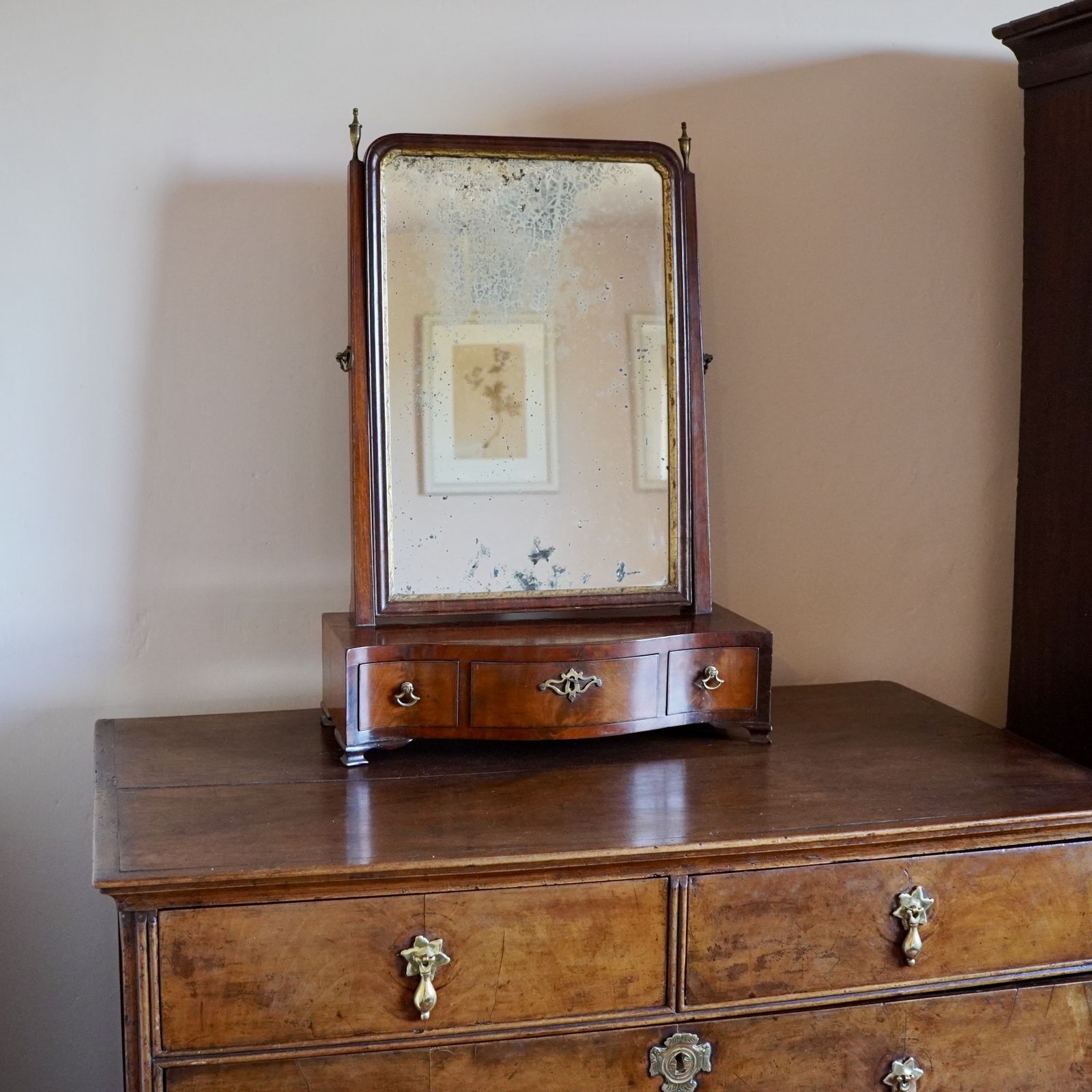 Georgian Mahogany Serpentine Toilet Mirror