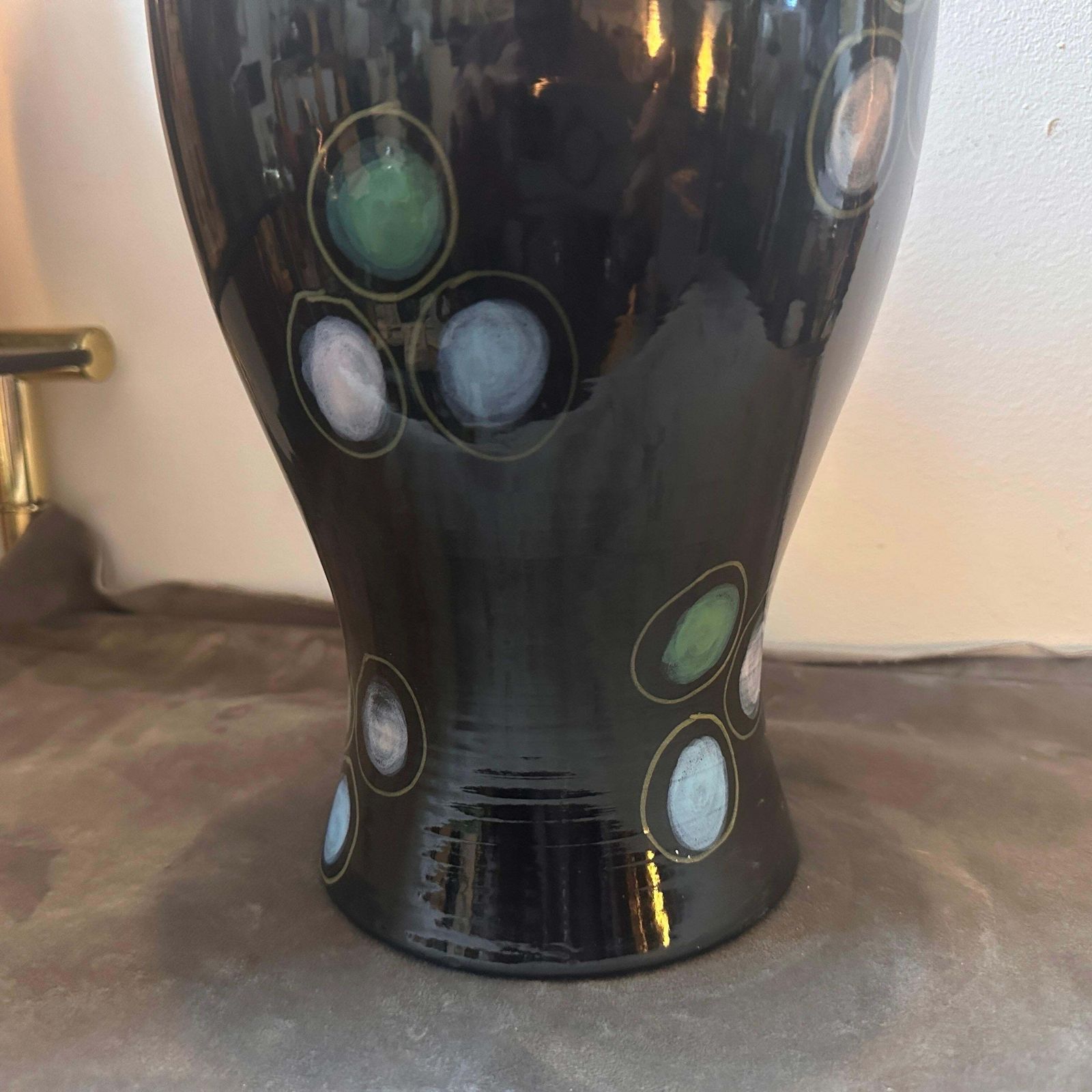 1960s Gio Ponti Style Mid Century Modern Hand Painted Ceramic Vase photo vintage
