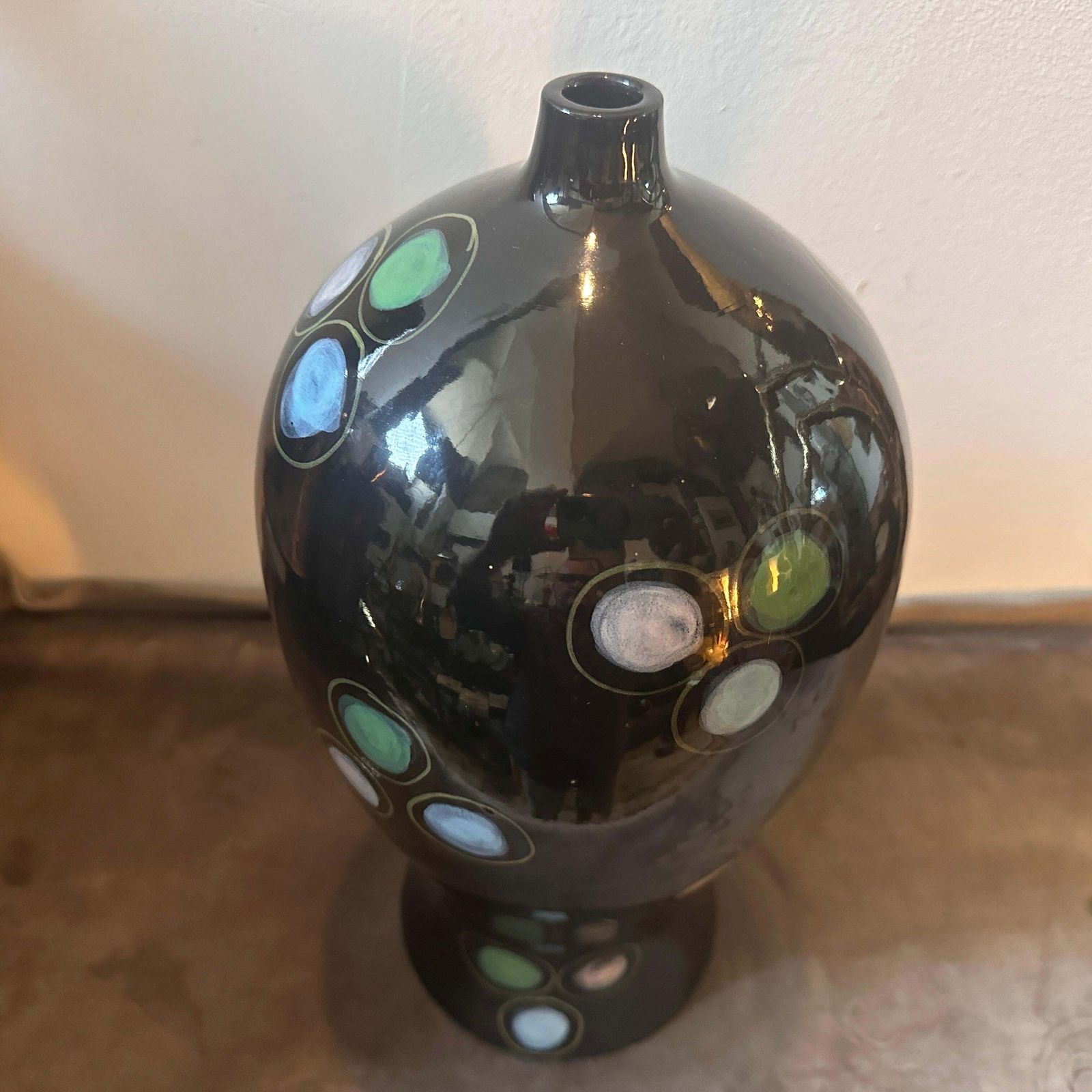 photo furniture 1960s Gio Ponti Style Mid Century Modern Hand Painted Ceramic Vase