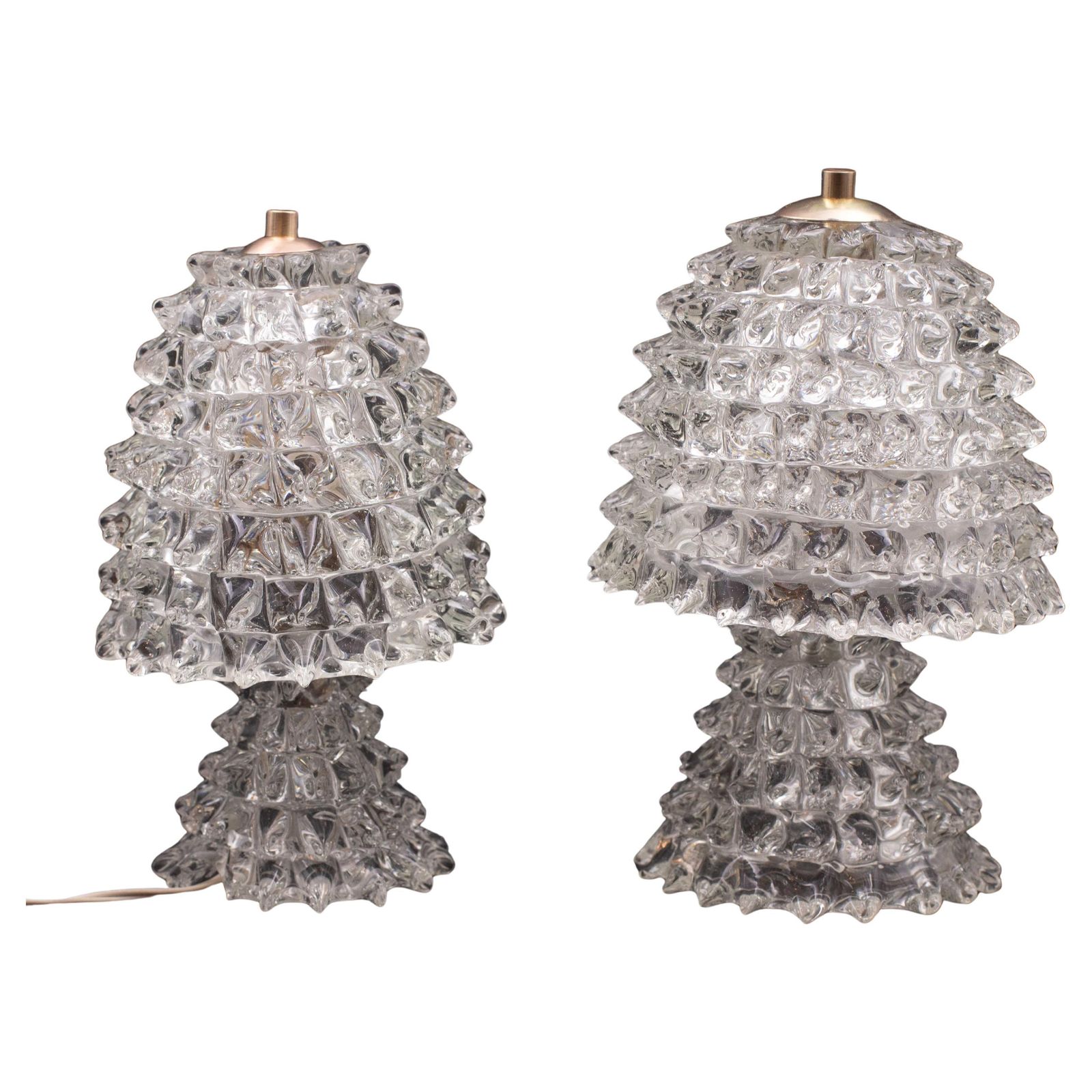 Set Of 2 Table Lamp In Rostrato Murano Glass Vase For Barovier & Toso, 1940