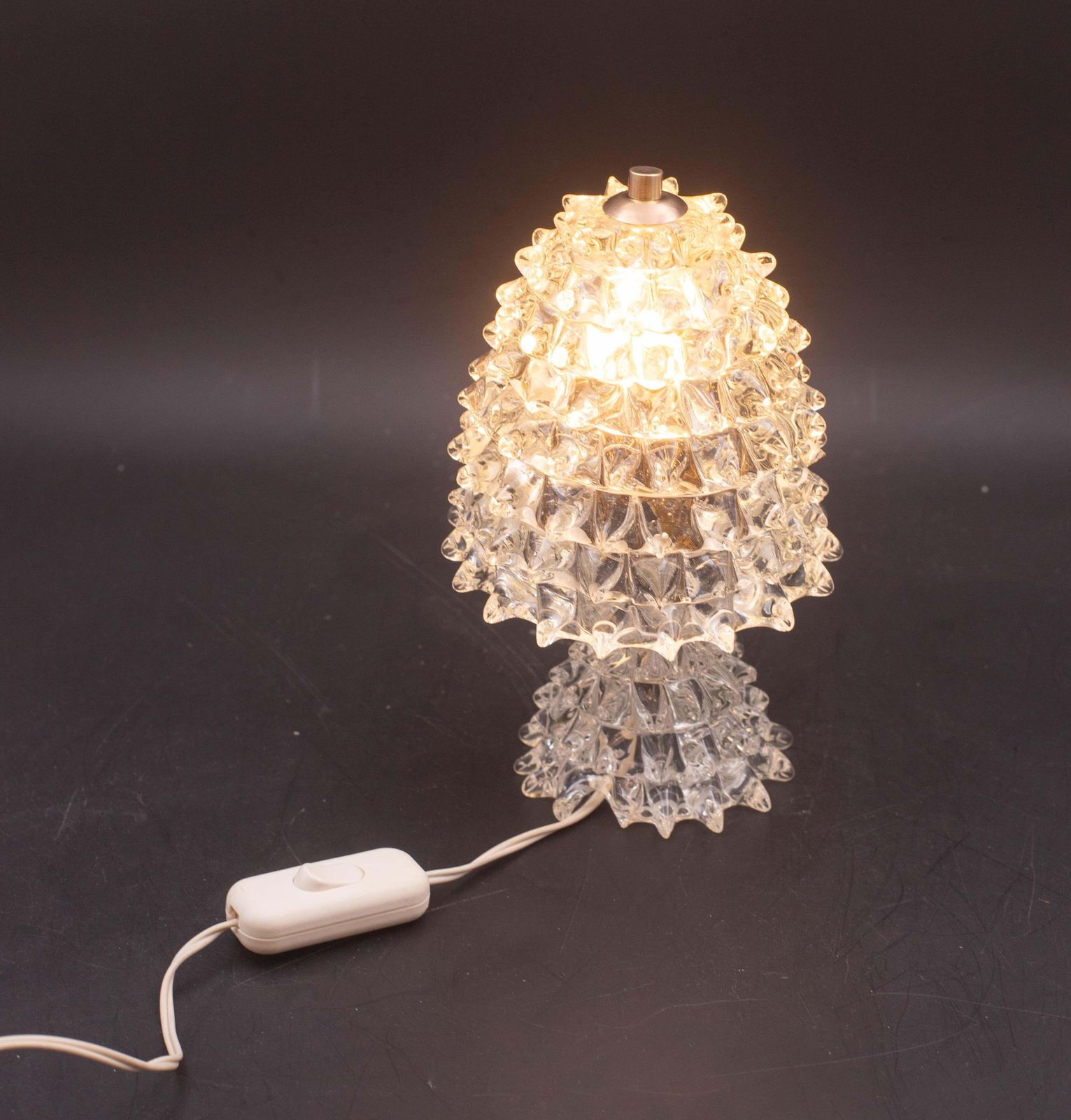 Elegant Table Lamp In Rostrato Murano Glass Vase For Barovier & Toso, 1950s photo 945.0