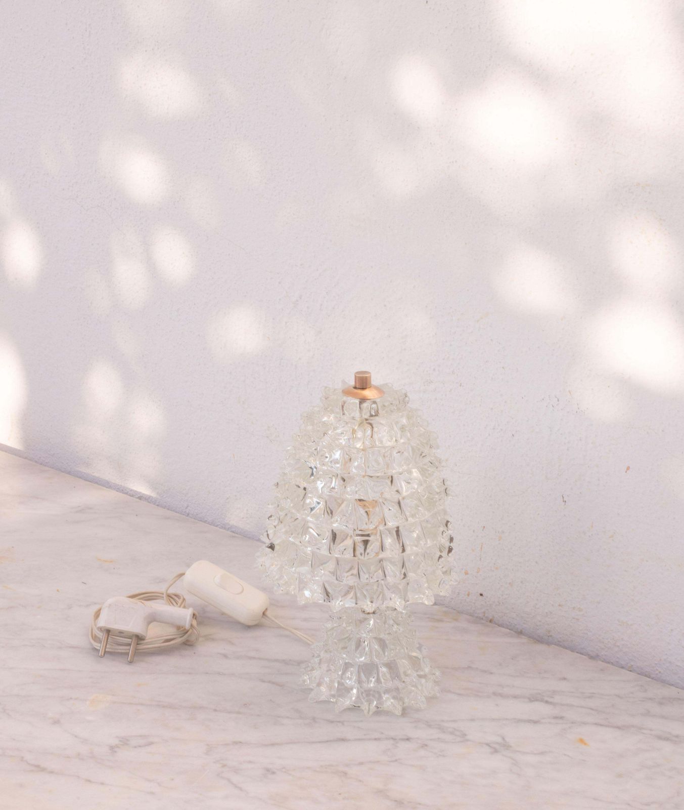 Elegant Table Lamp In Rostrato Murano Glass Vase For Barovier & Toso, 1950s photo vinterior