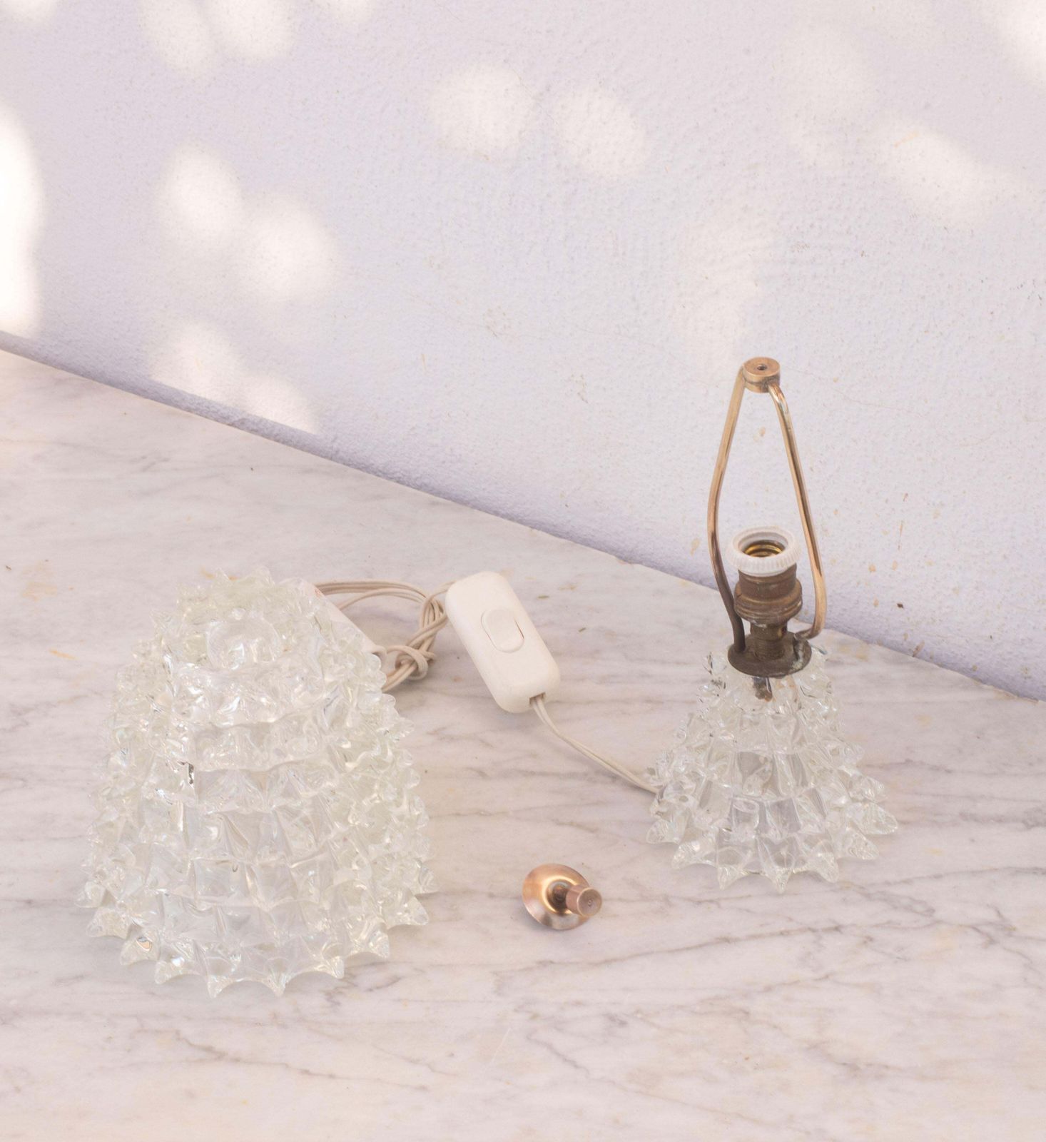 Elegant Table Lamp In Rostrato Murano Glass Vase For Barovier & Toso, 1950s photo vintage