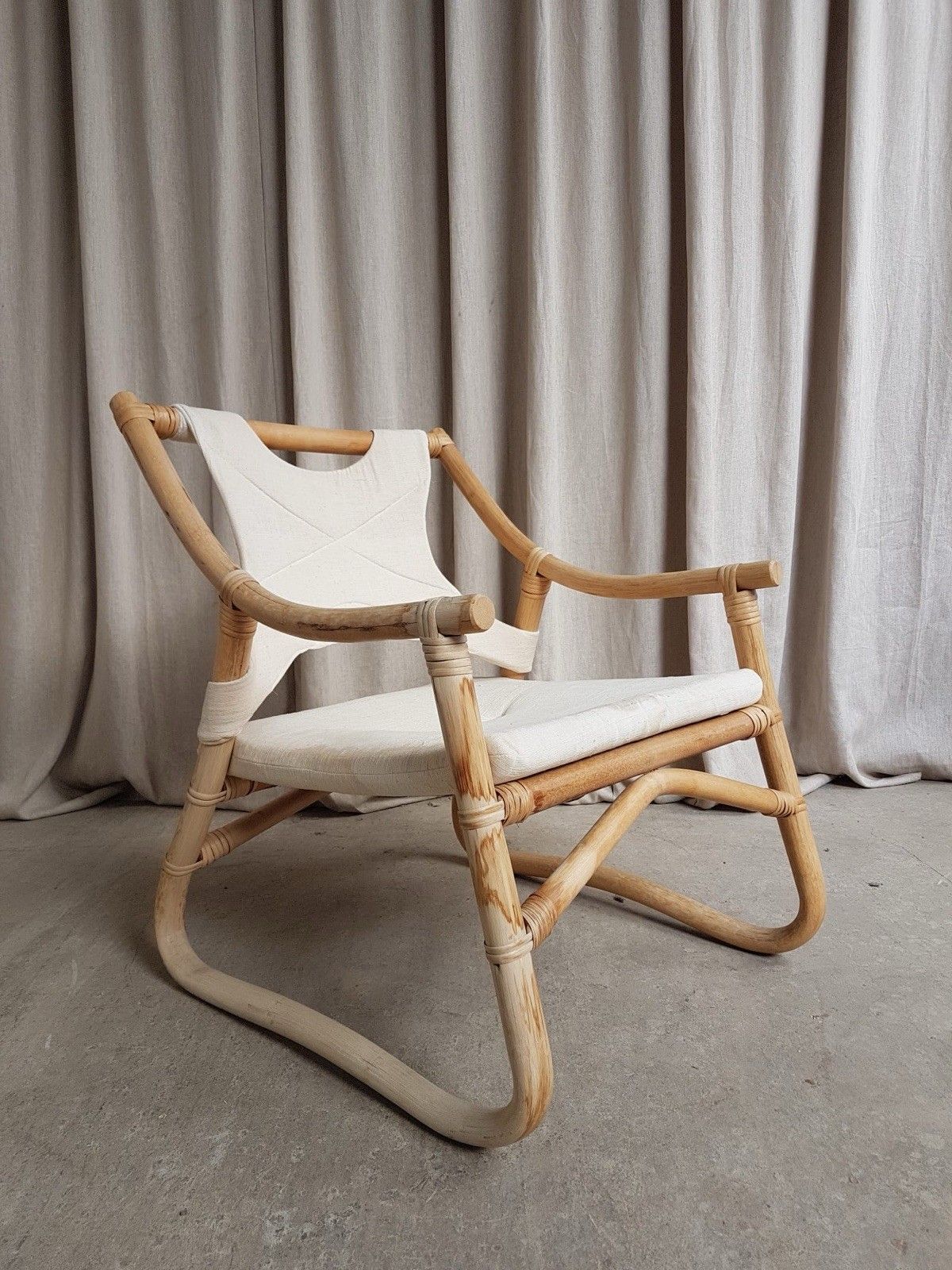 Vtg Mid Century Bamboo Sling Armchair Chair Danish Bohemian Boho Scandi R808 photo Furniture