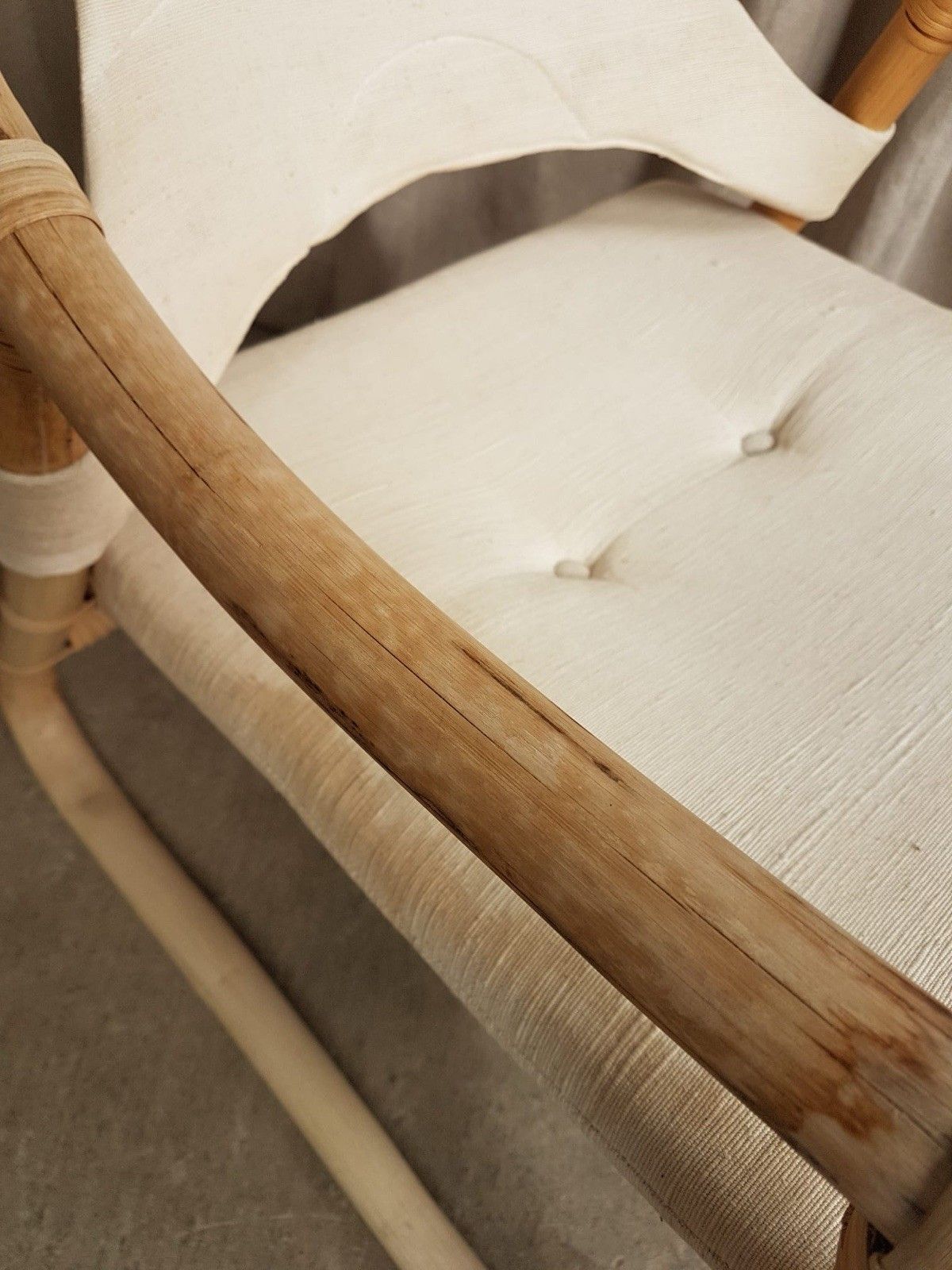 304.75 Vtg Mid Century Bamboo Sling Armchair Chair Danish Bohemian Boho Scandi R808 photo