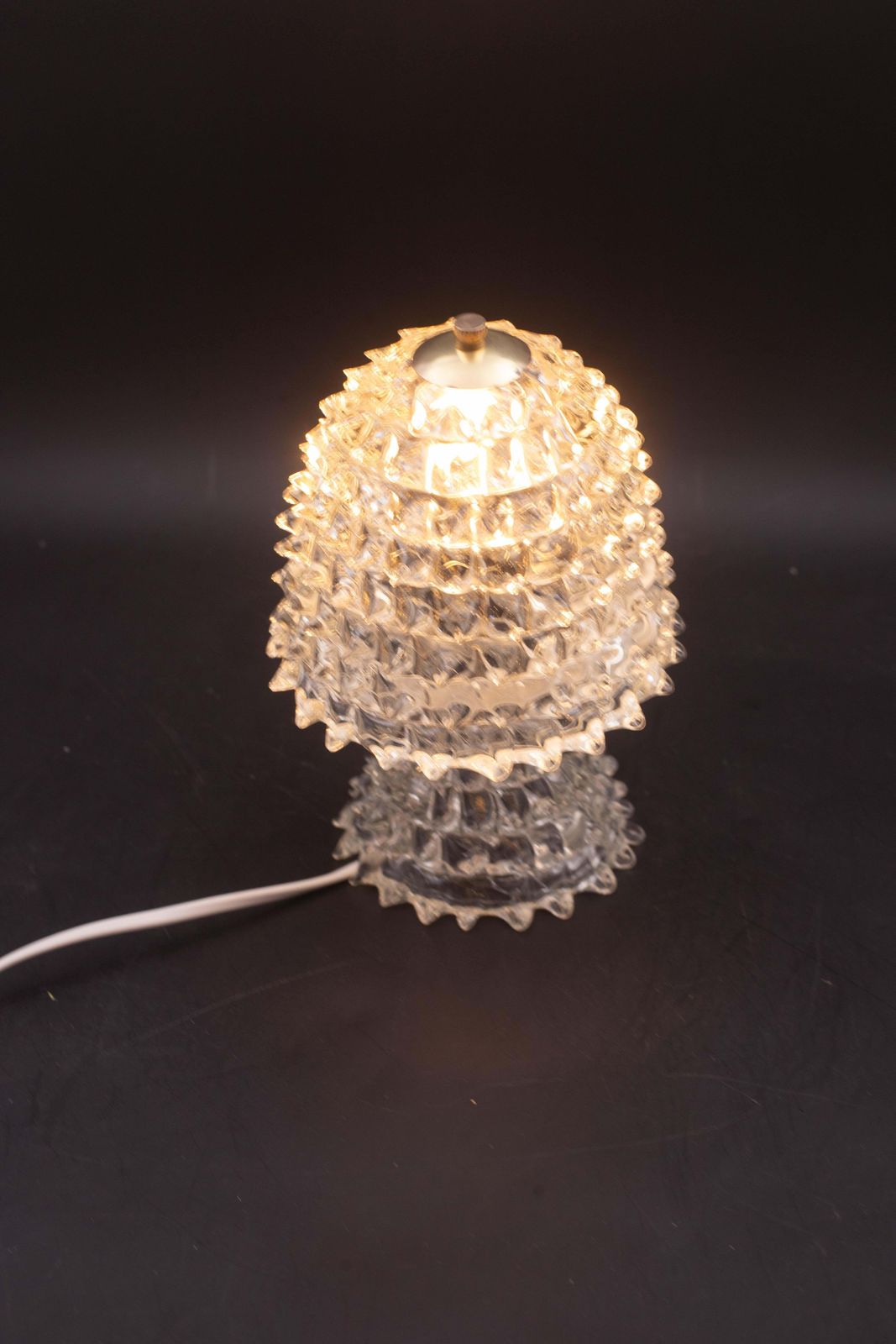 Charming Table Lamp In Rostrato Murano Glass Vase For Barovier & Toso, 1950s photo 1031.0