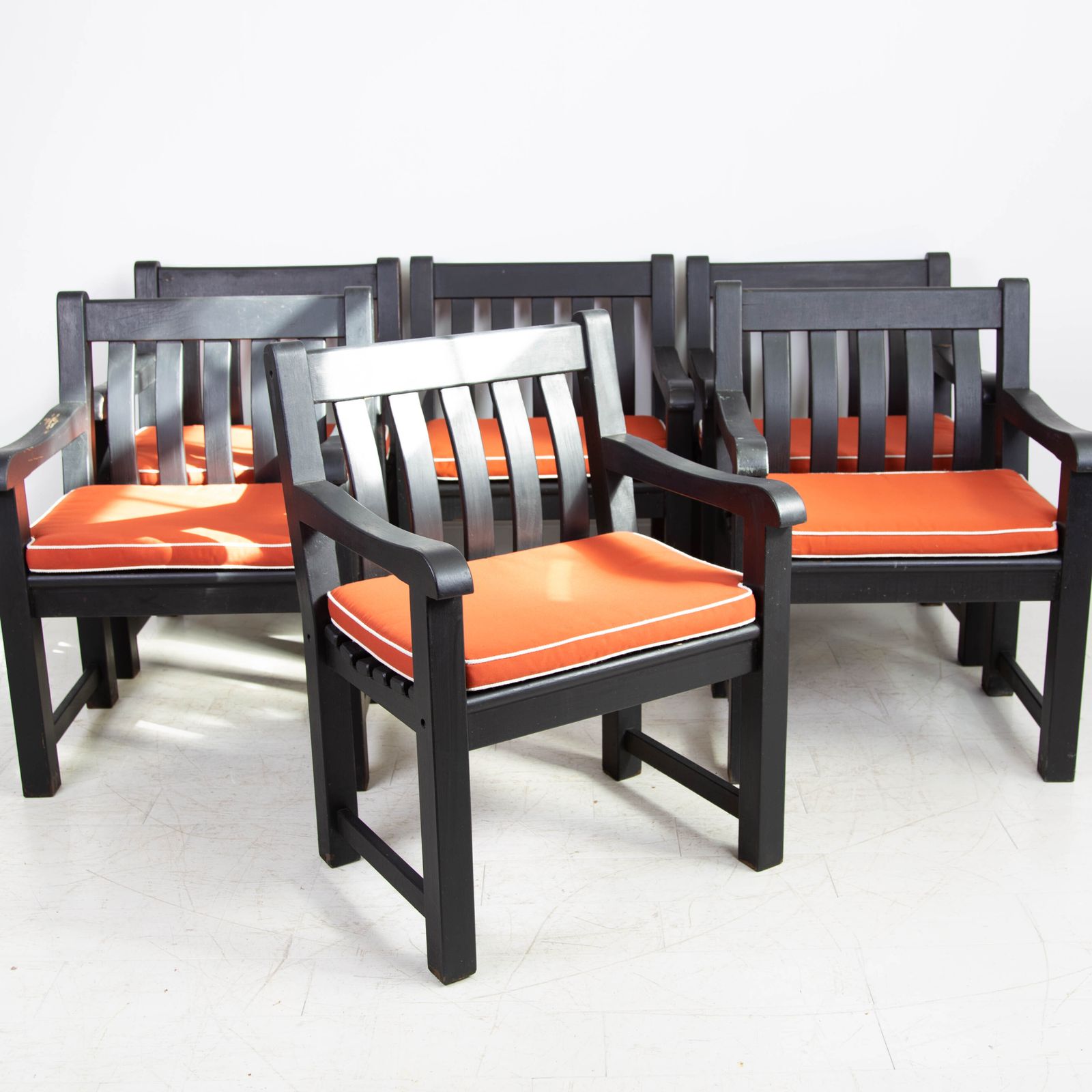 Set Of 6 Quality Painted Teak Garden Chairs photo furniture