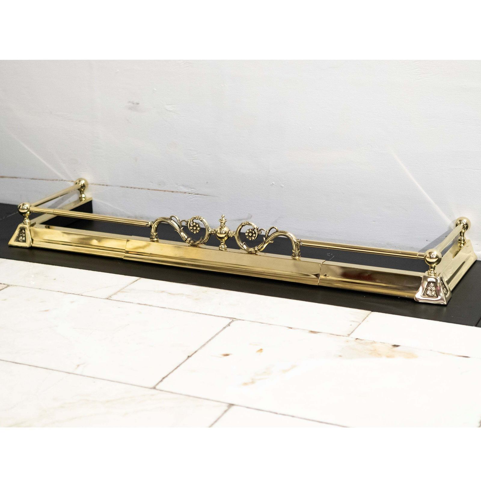 Antique Adjustable Brass Fireplace Fender photo Home Fixtures