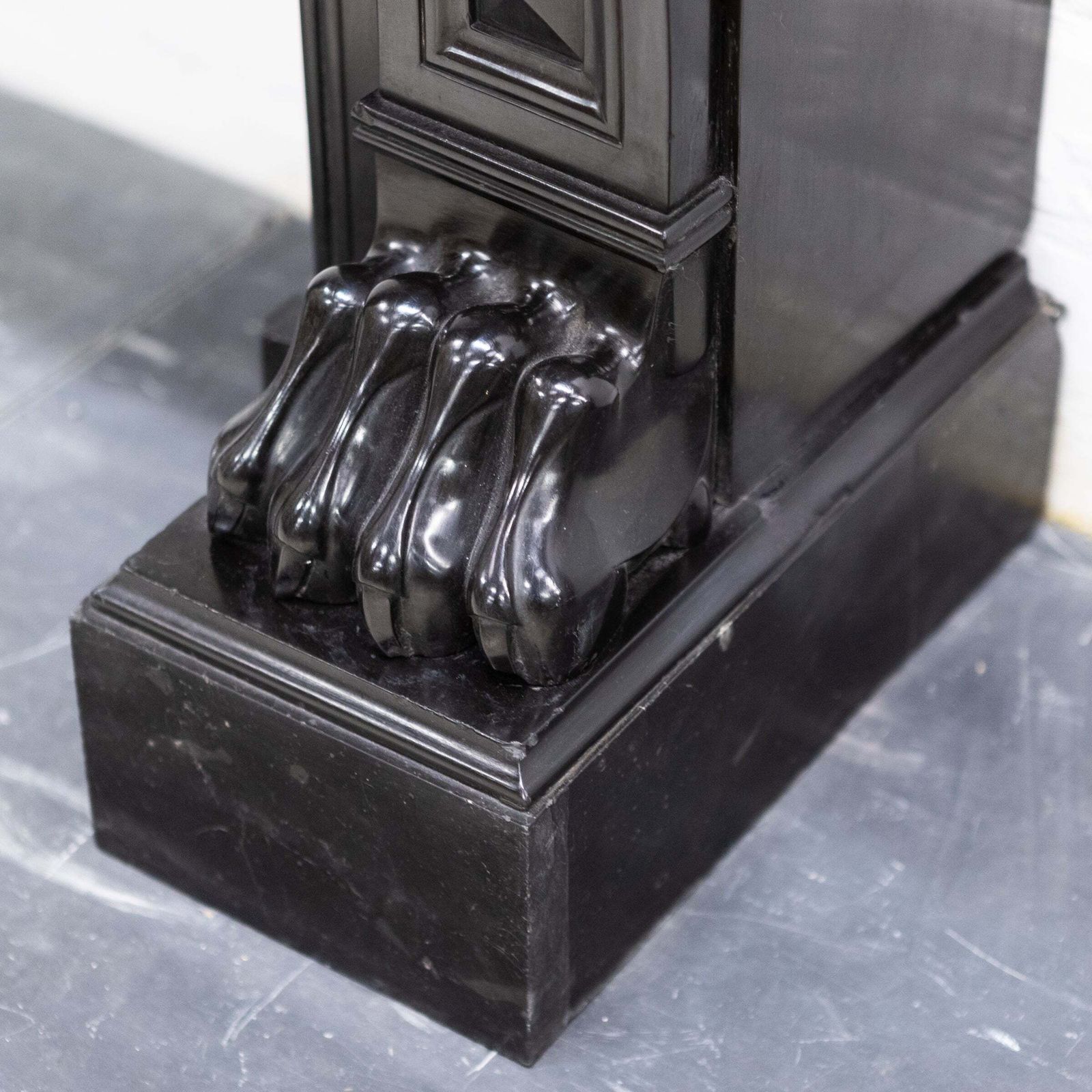 Antique Black Belgian Marble Napoleon III Style Fire Surround photo vintage