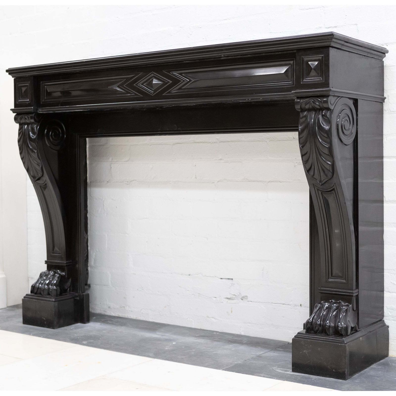 photo furniture Antique Black Belgian Marble Napoleon III Style Fire Surround