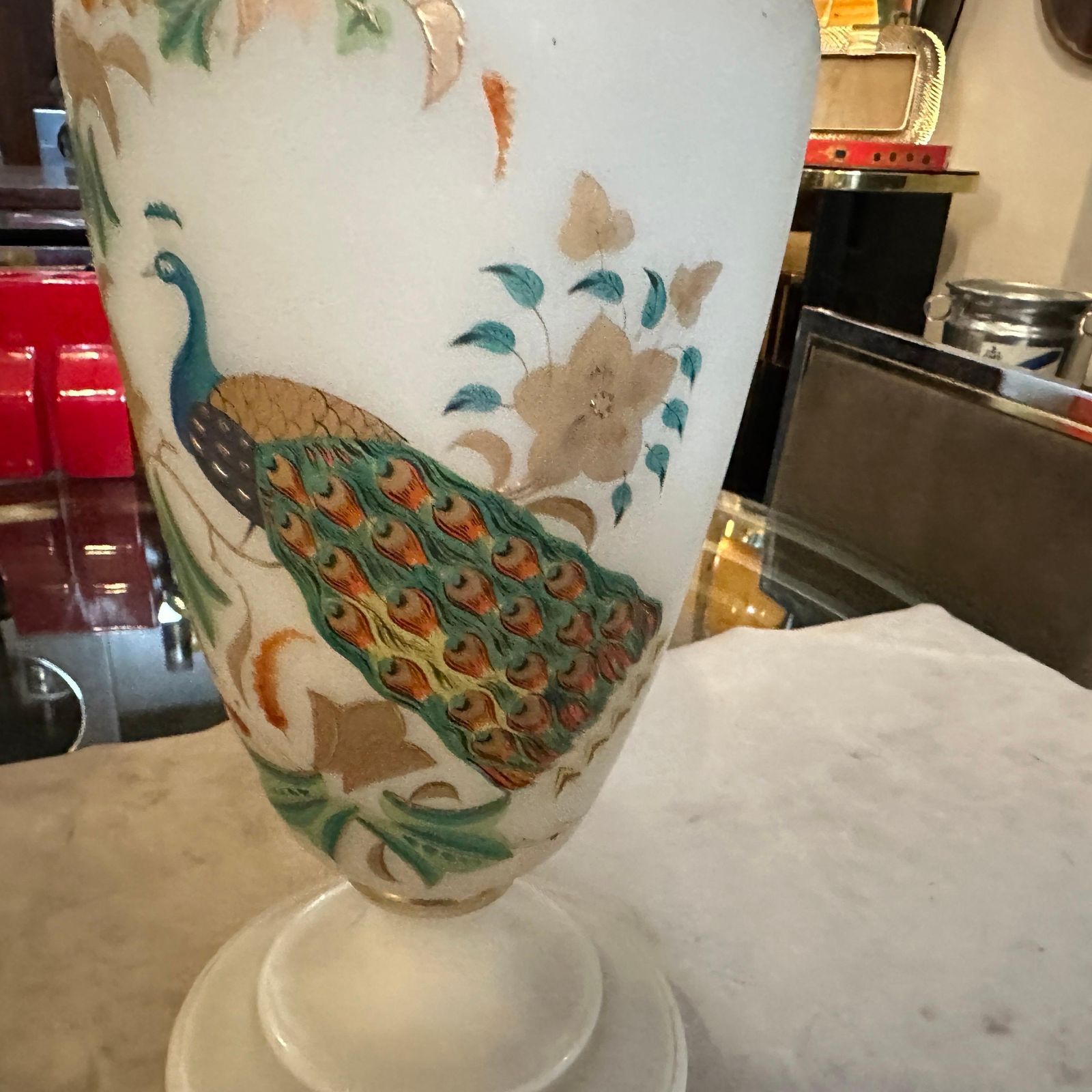 An Art Nouveau Hand Painted Opaline Glass Italian Vase photo buy