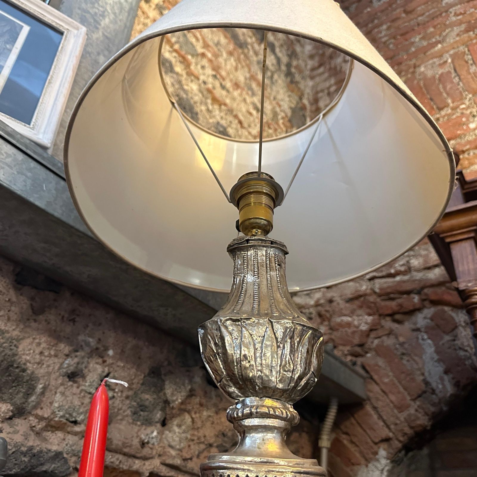 1031.0 Louis XV Wood And Metal Italian Torchere Mounted As A Table Lamp photo
