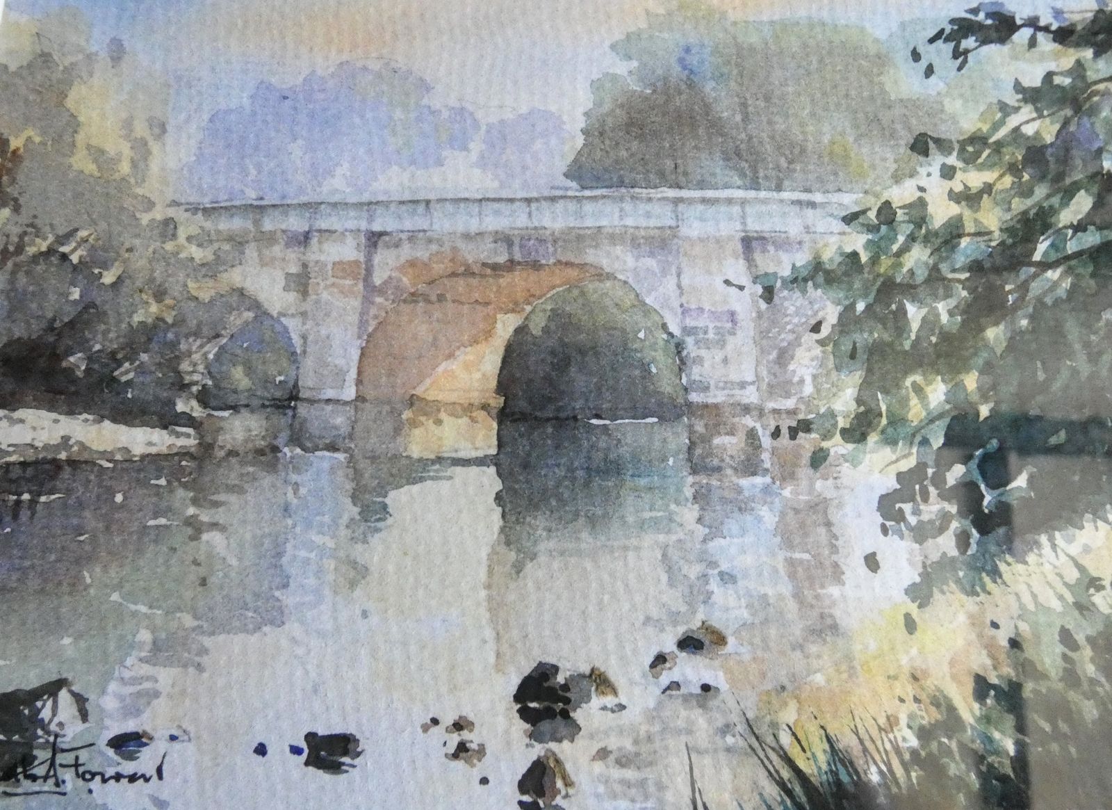Ken Forrest Watercolour Ilam Bridge Derbyshire Original Art photo Art