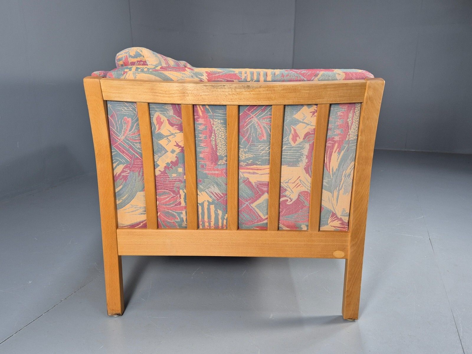 photo buy Vintage Danish 2 Seat Sofa Floral Cotton Print Stouby Beech Ends Eb9097 M2ss