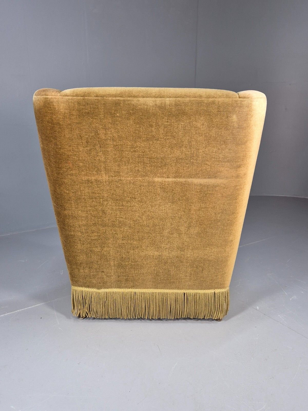 photo buy Vintage Danish Mid Century Lounge Chair Green Velour And Tassels Mcm Eb9041 Mnor
