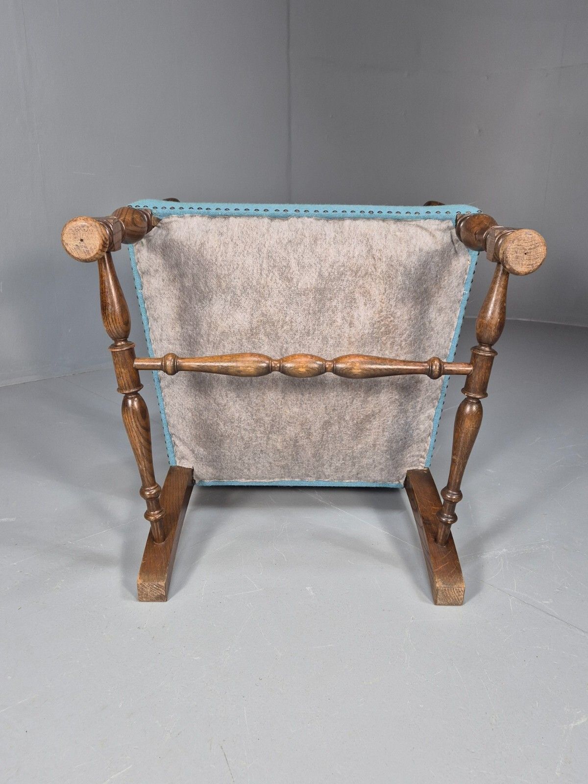 Vintage Danish Armchair Blue Carved Oak 17th Century Antique Style Eb8992 Vcar photo vintage