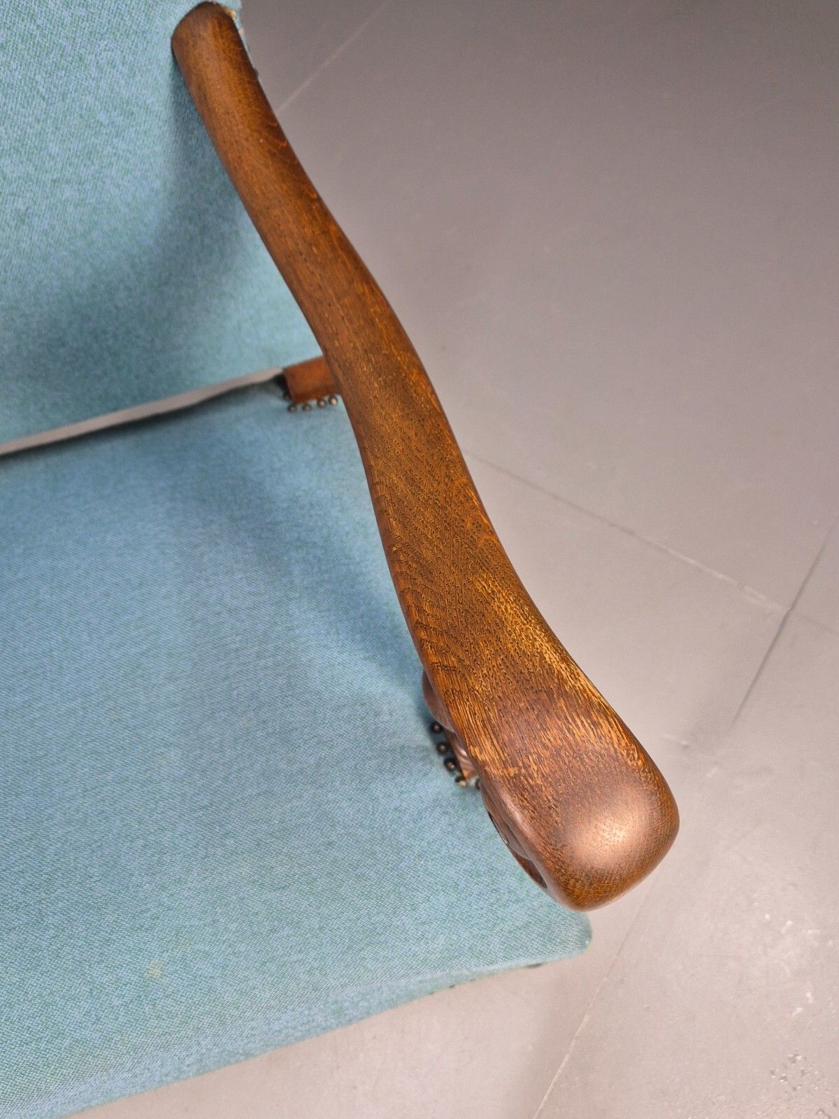 Vintage Danish Armchair Blue Carved Oak 17th Century Antique Style Eb8986 Vcar photo Furniture