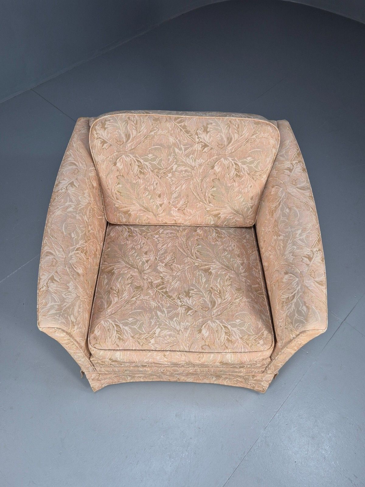 Vintage Danish Lounge Chair Peach Floral Upholstery 1970s Retro Eb8974 Vclo photo Furniture