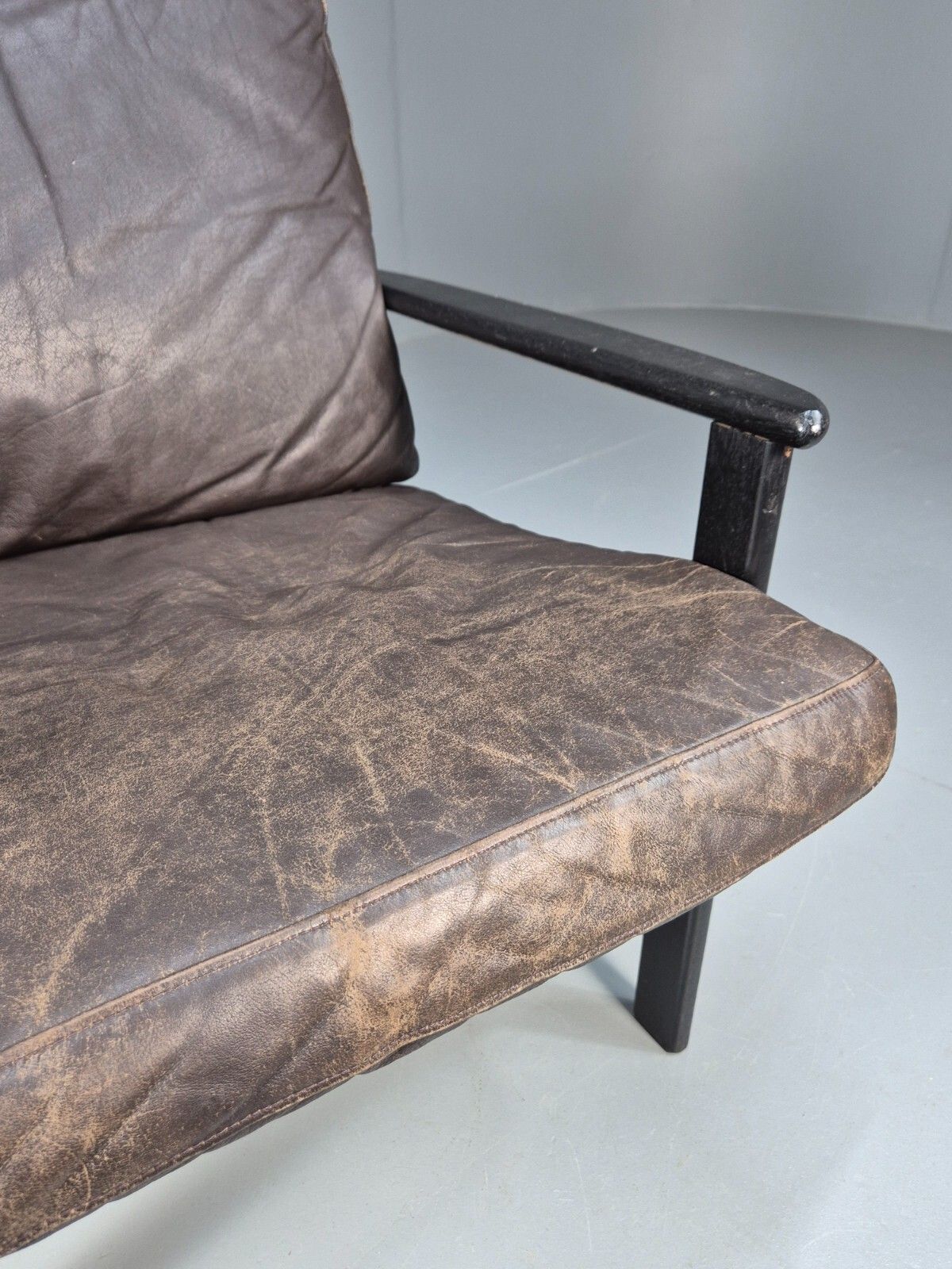 Vintage Danish Lounge Chair Brown Leather Beech Frame 1960s Retro Eb8965 Mnor photo buy
