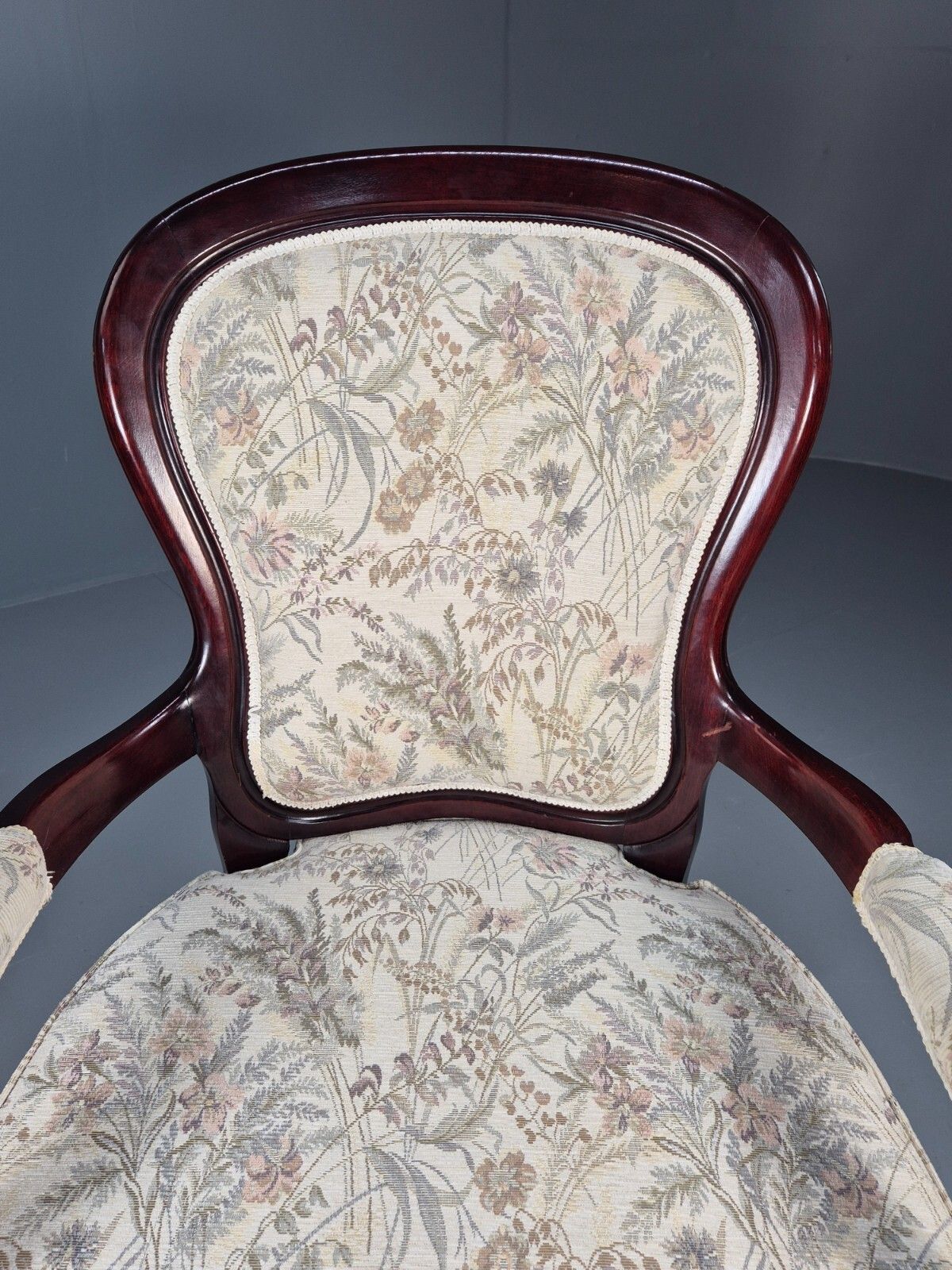 Vintrage Danish Lounge Chair Floral Cotton Antique French Style Eb8927 Vclo photo vinterior