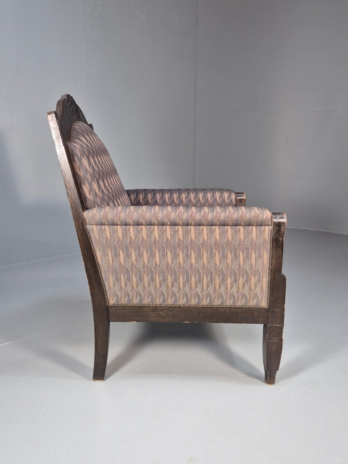 Furniture Vintage Danish Lounge Chair Purple Hue Oak Frame Empire Antique  Eb8920 Vclo photo