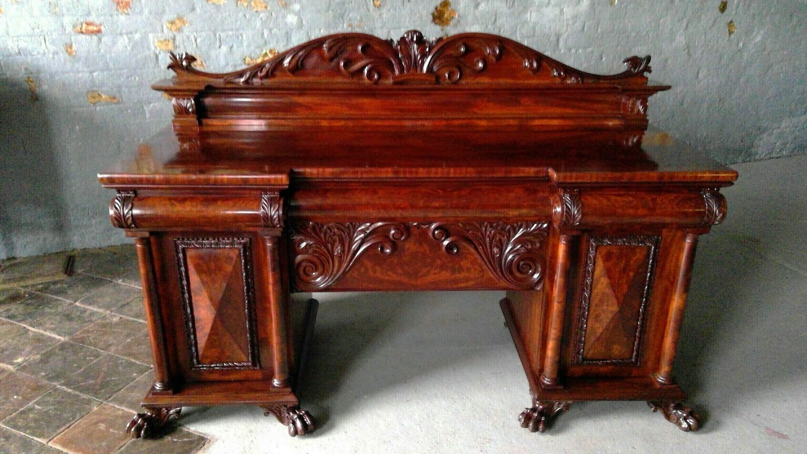 A Fine Luculentus Regency Neo Classical Architectural Designed Plum Pudding Mahogany Dining Room Buffet Sideboard Of Tastefull Elegant Proportions.