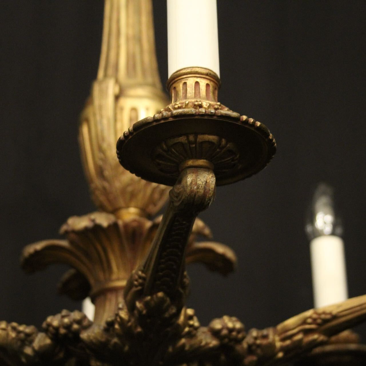 French Gilded Bronze 6 Light Antique Chandelier photo Lighting