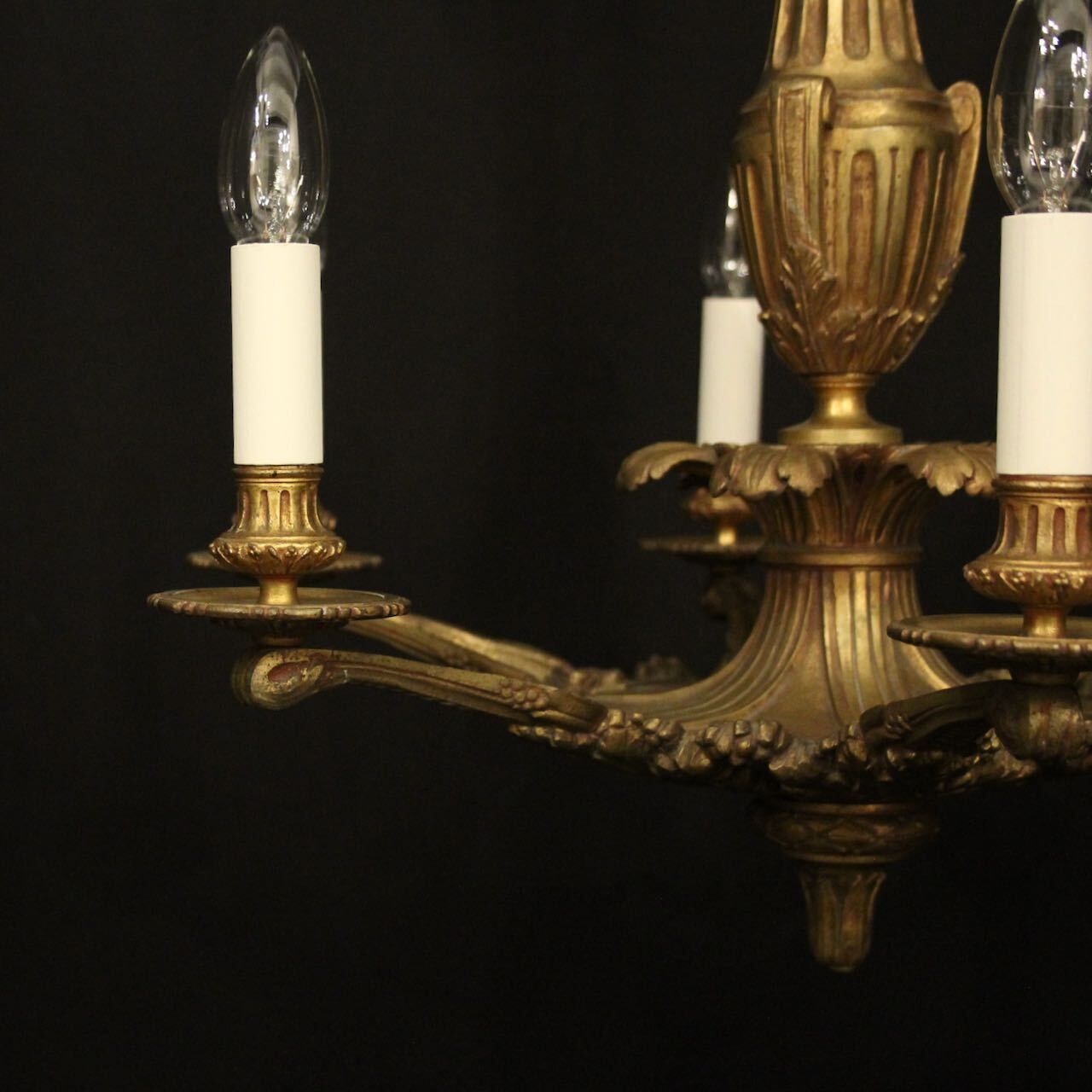 French Gilded Bronze 6 Light Antique Chandelier photo vinterior