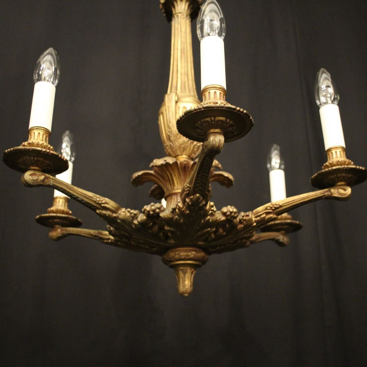 French Gilded Bronze 6 Light Antique Chandelier photo buy