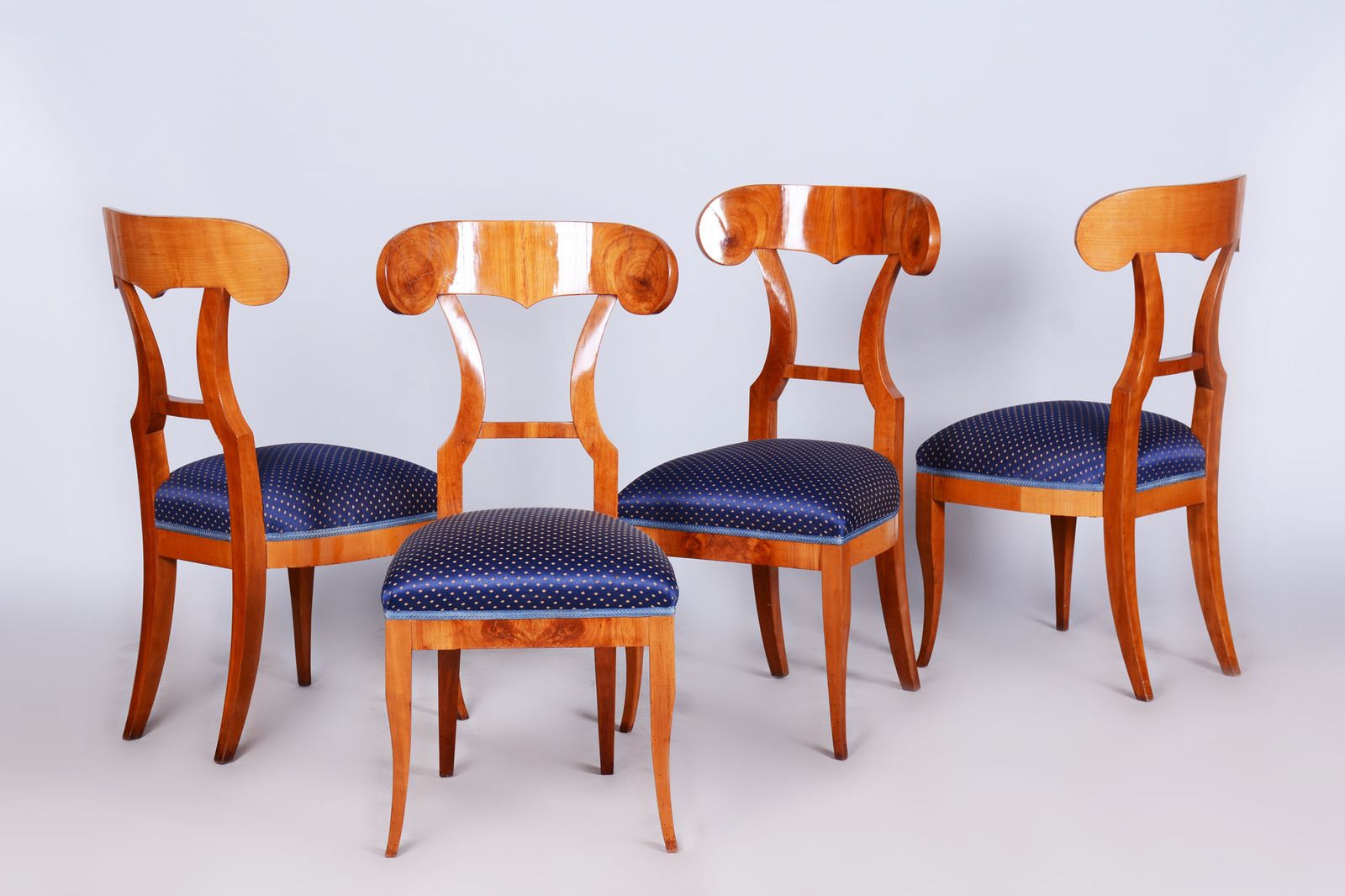 Set Of Four Restored Biedermeier Cherry Wood, Revived Polish, Austria, 1820s