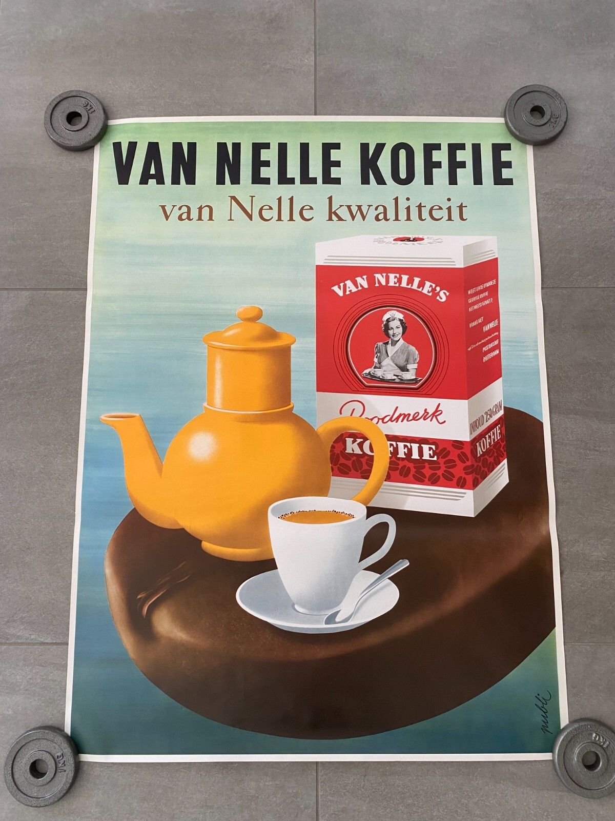 Publi, C.A. 1980s Van Nel Koffie Original Vintage Poster Cm 110 X 80 photo for sale