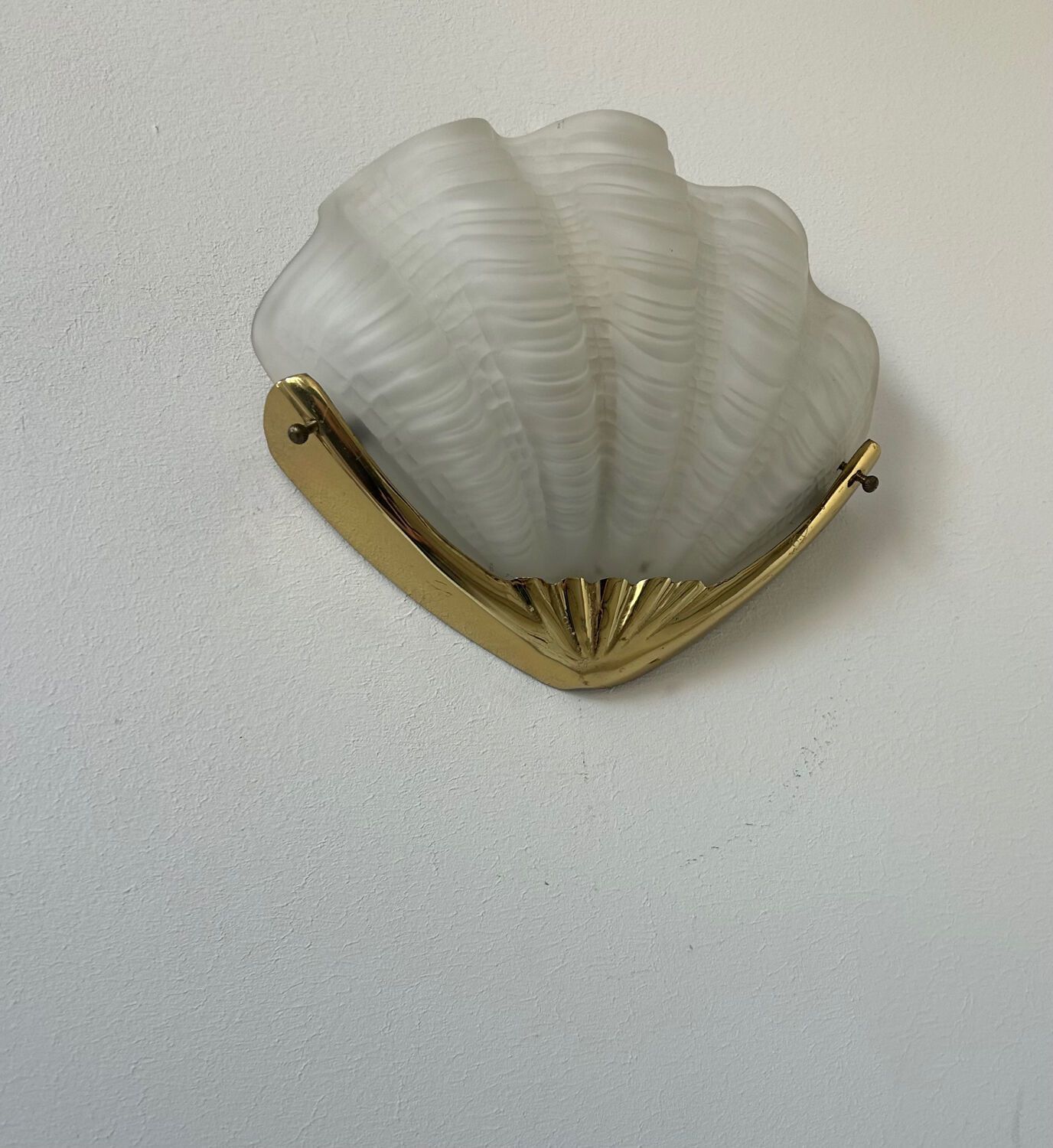 Vintage Wall Lamp, Brass And Sandblasted Glass, France 1960 photo furniture