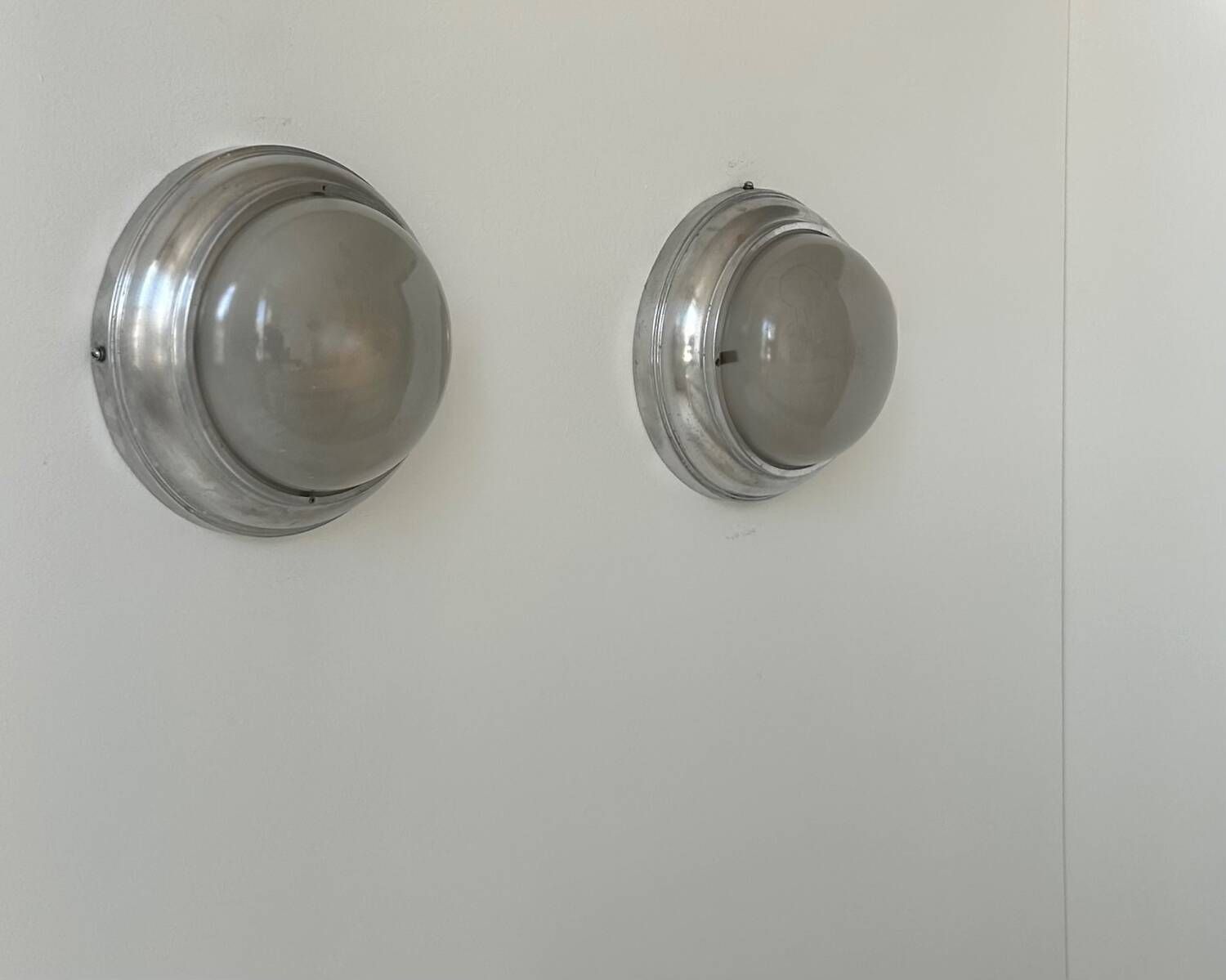 Pair Of Vintage Art Deco Wall Lights, Chrome And Sandblasted Glass, France 1930 photo Lighting