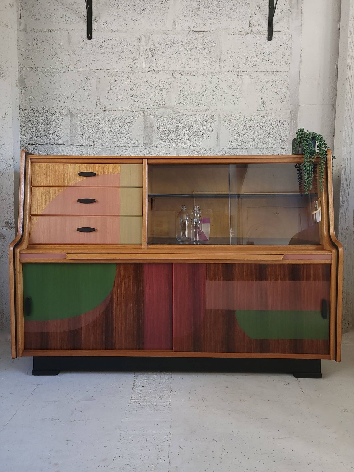Mid Century Teak Sideboard With Geometric Design