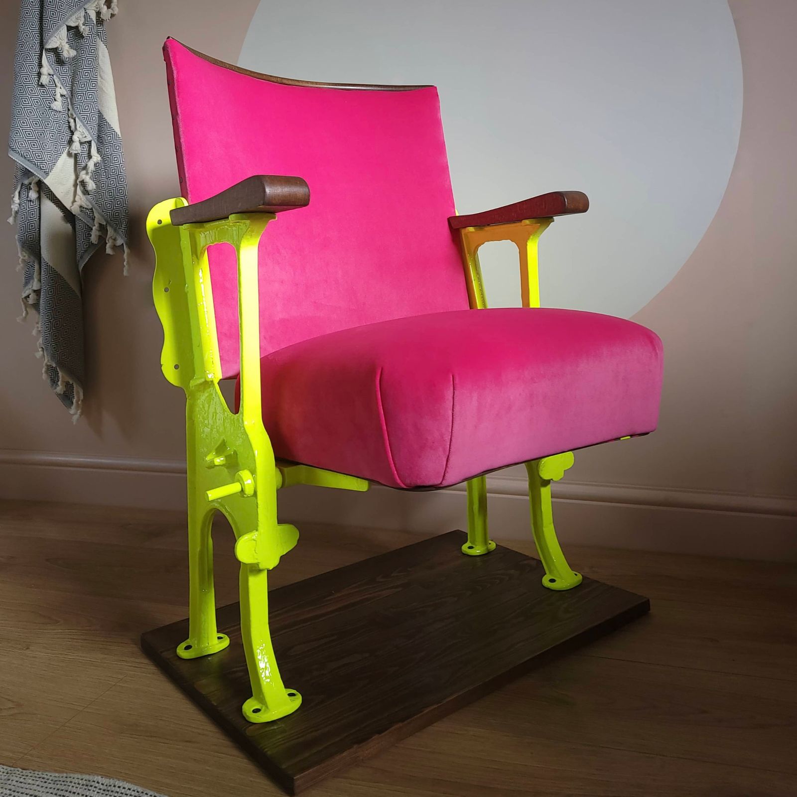 Neon Pink And Yellow Single Vintage Cinema Seat