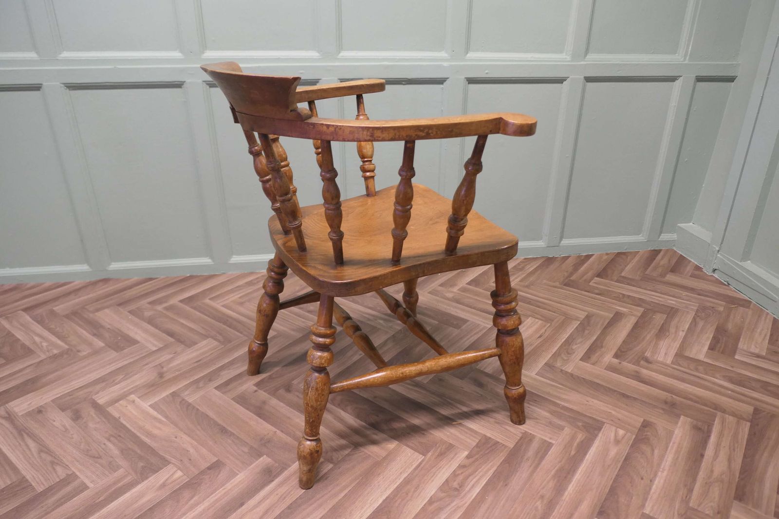 19th Century Elm And Beech Smokers Bow Office Or Desk Chair photo Furniture