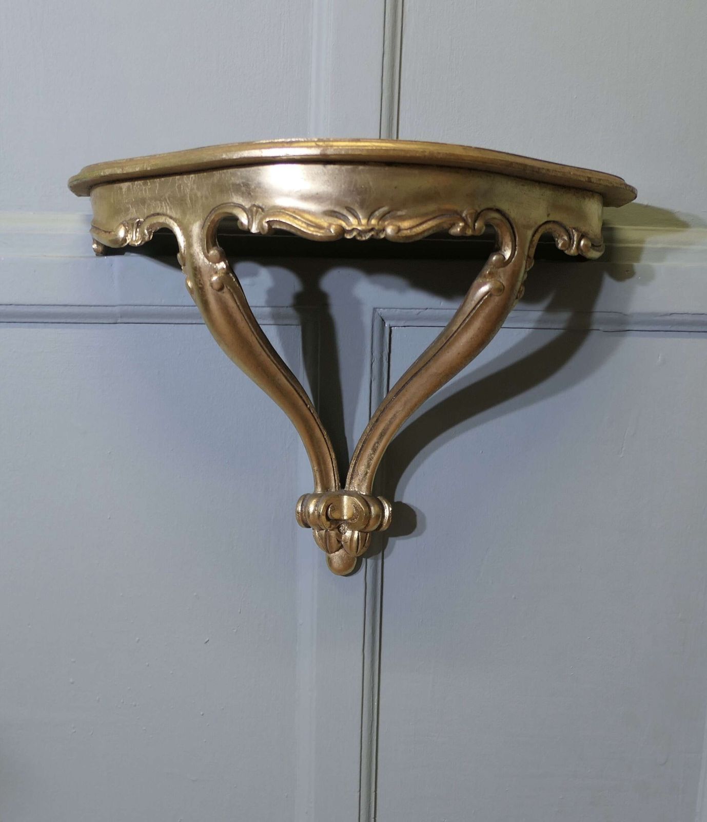 Charming French Gilt Console Hall Table, Wall Shelf photo furniture