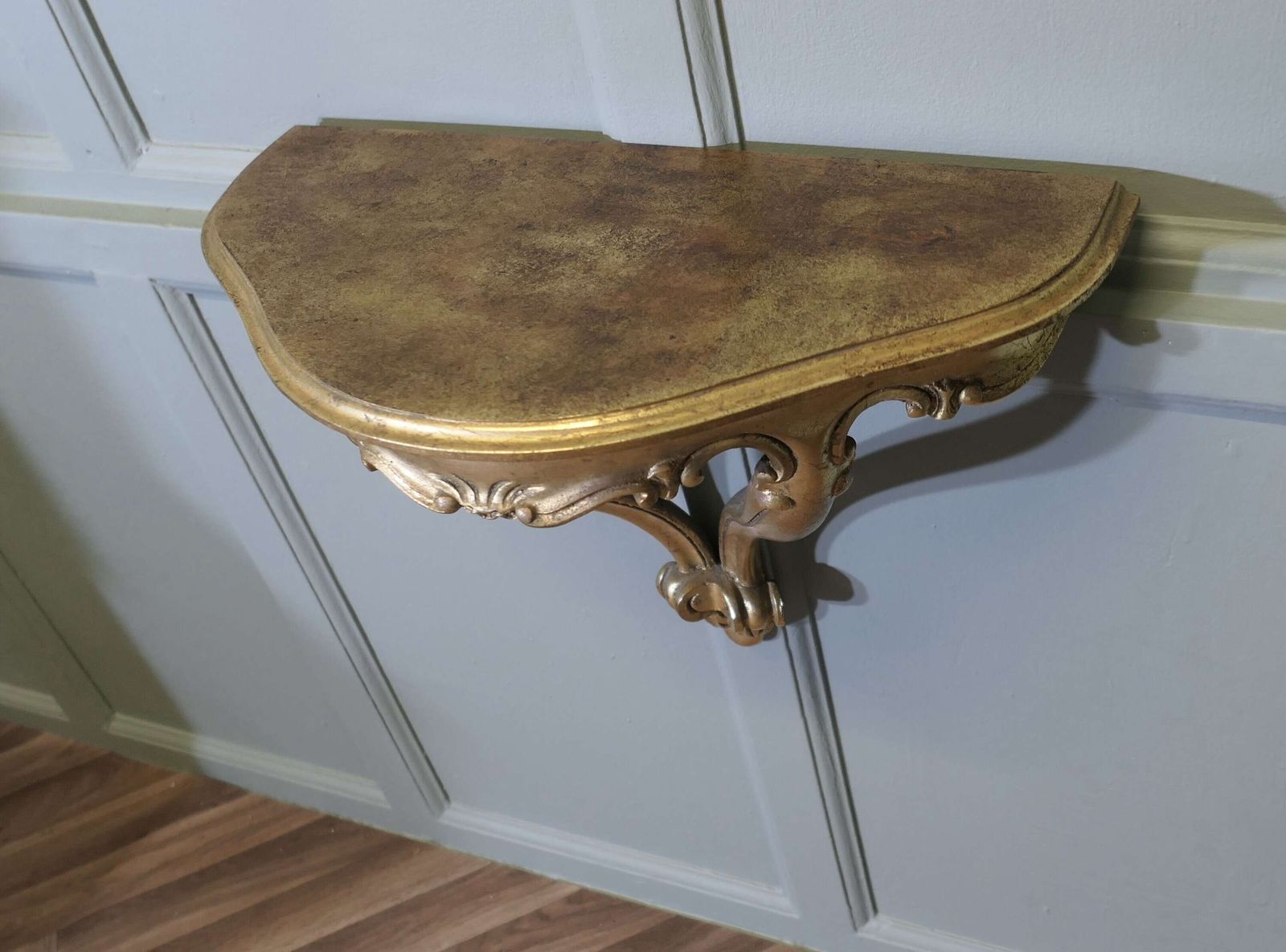 Charming French Gilt Console Hall Table, Wall Shelf photo 600.0