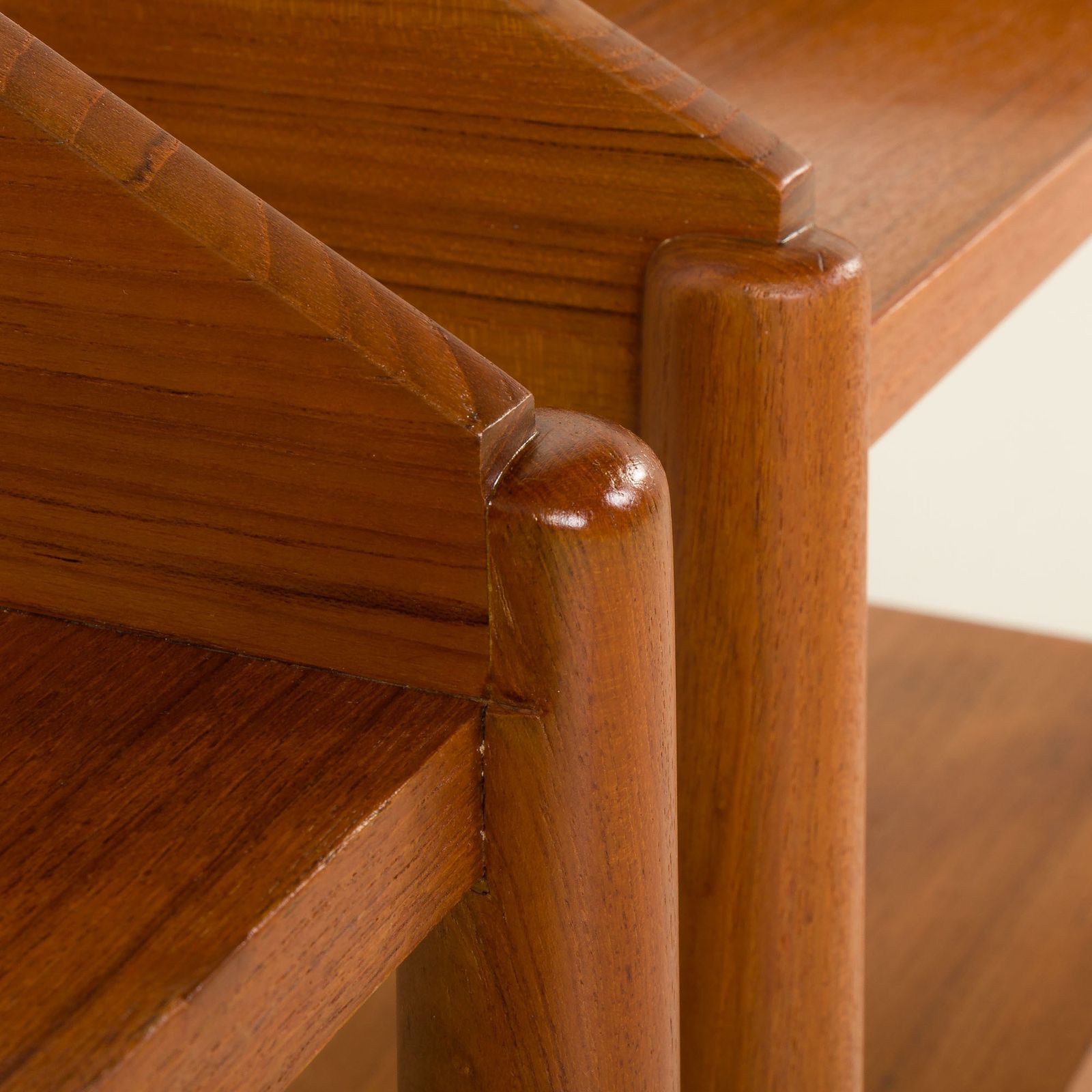 Furniture Pair Of Mid Century Minimalist Nightstands, Bedside Tables In Solid Teak, Denmark 1970s photo